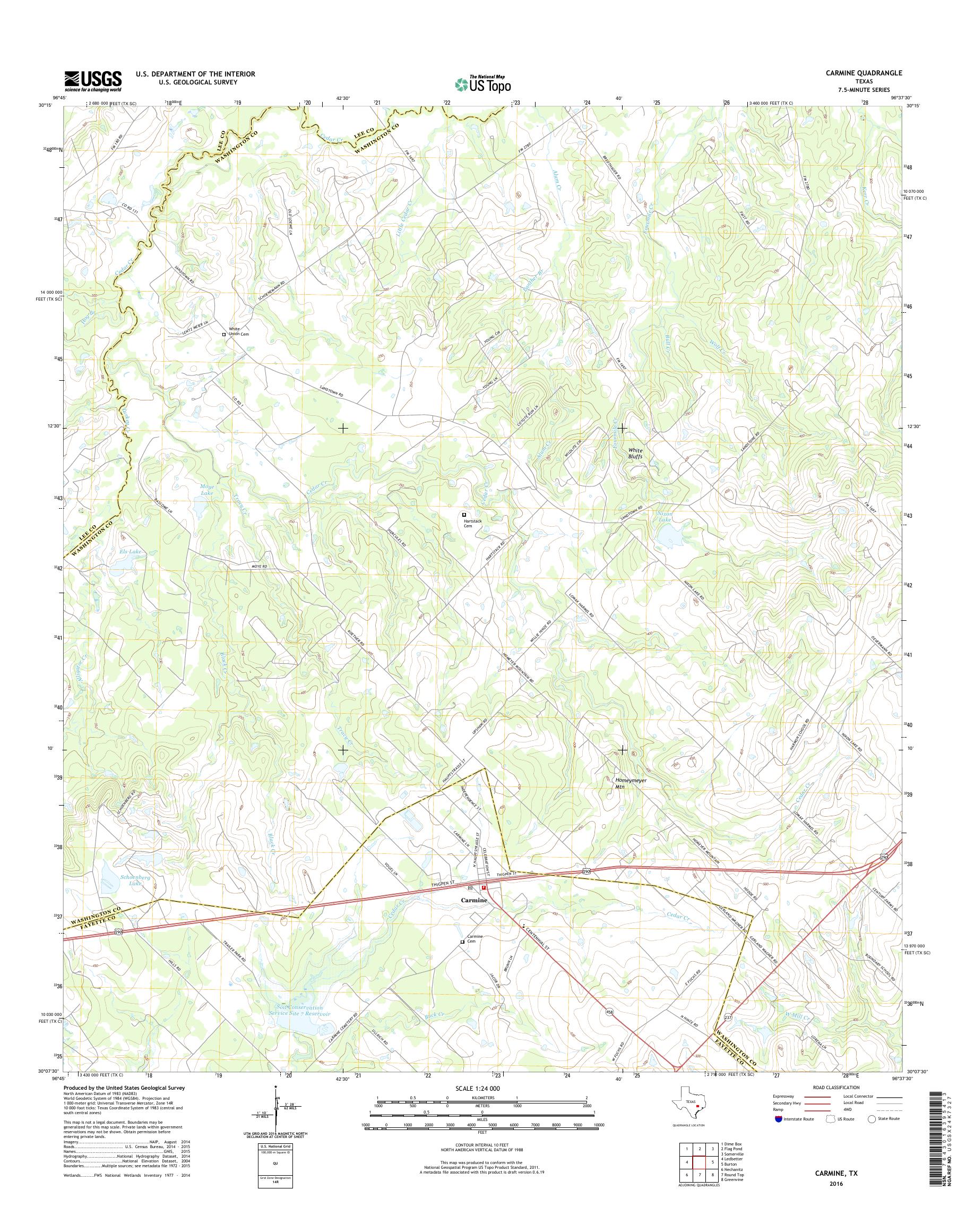 MyTopo Carmine, Texas USGS Quad Topo Map