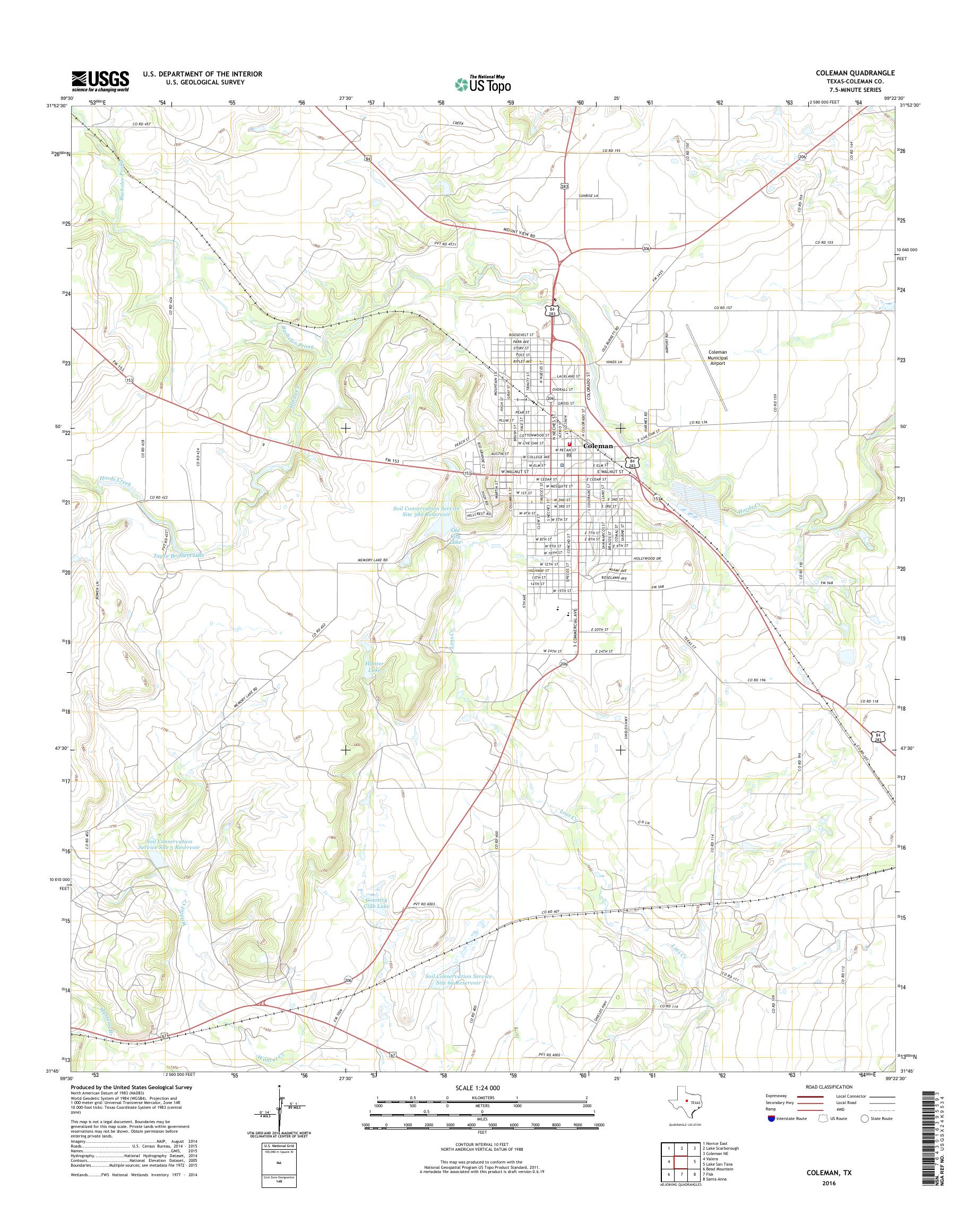 MyTopo Coleman, Texas USGS Quad Topo Map