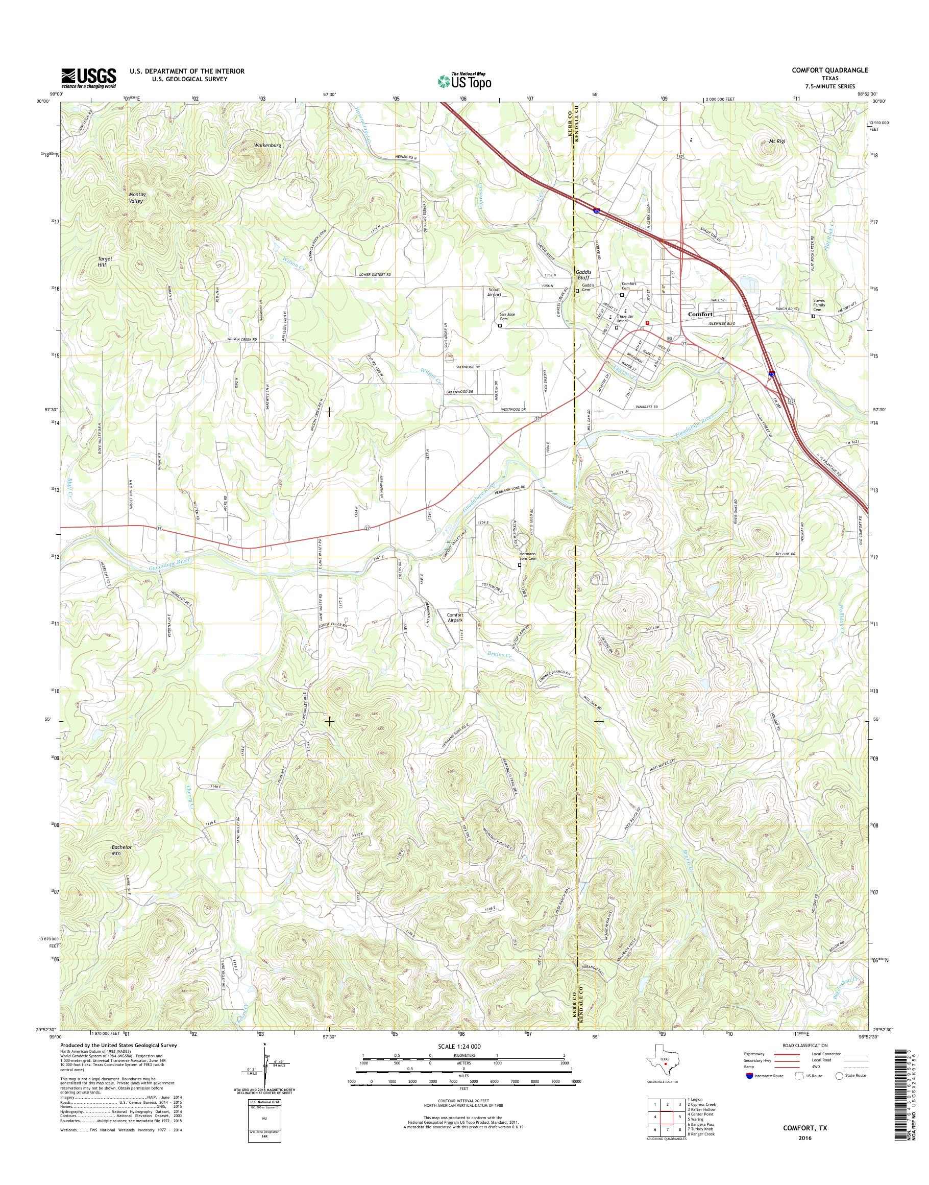 Mytopo Comfort Texas Usgs Quad Topo Map