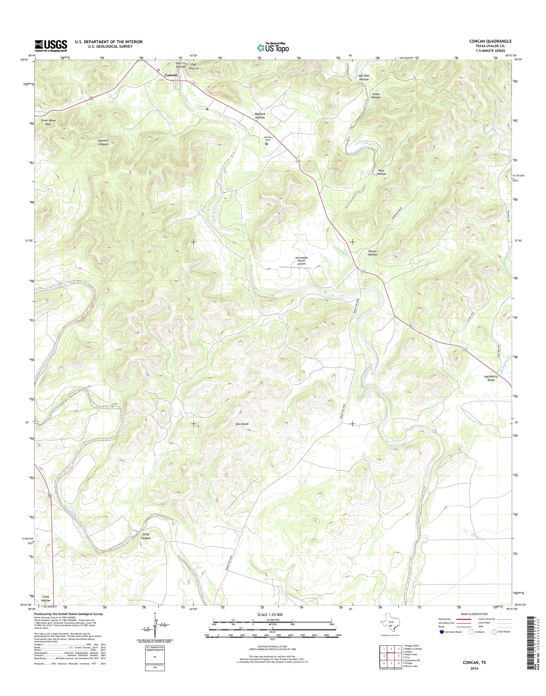 MyTopo Concan, Texas USGS Quad Topo Map