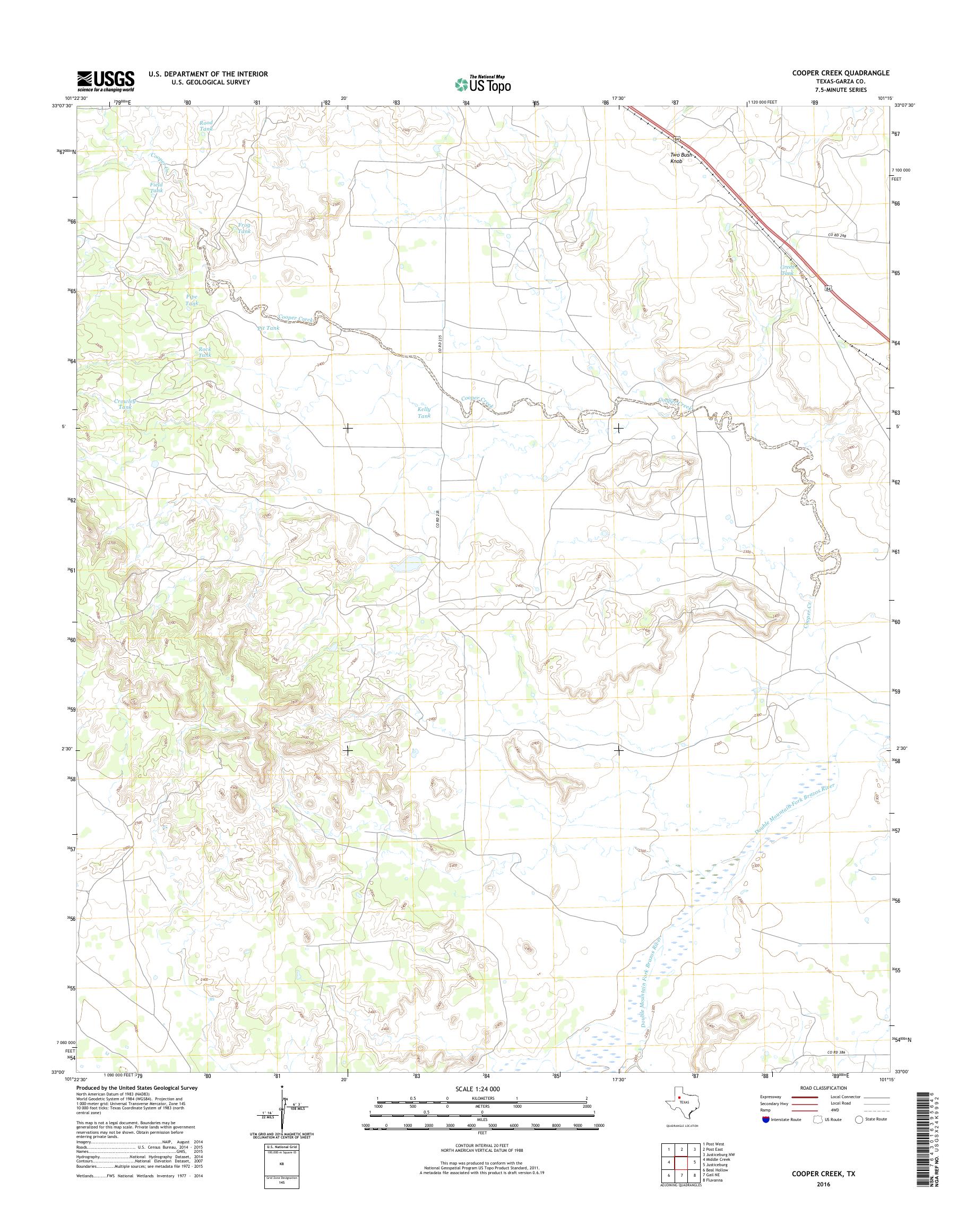 MyTopo Cooper Creek, Texas USGS Quad Topo Map