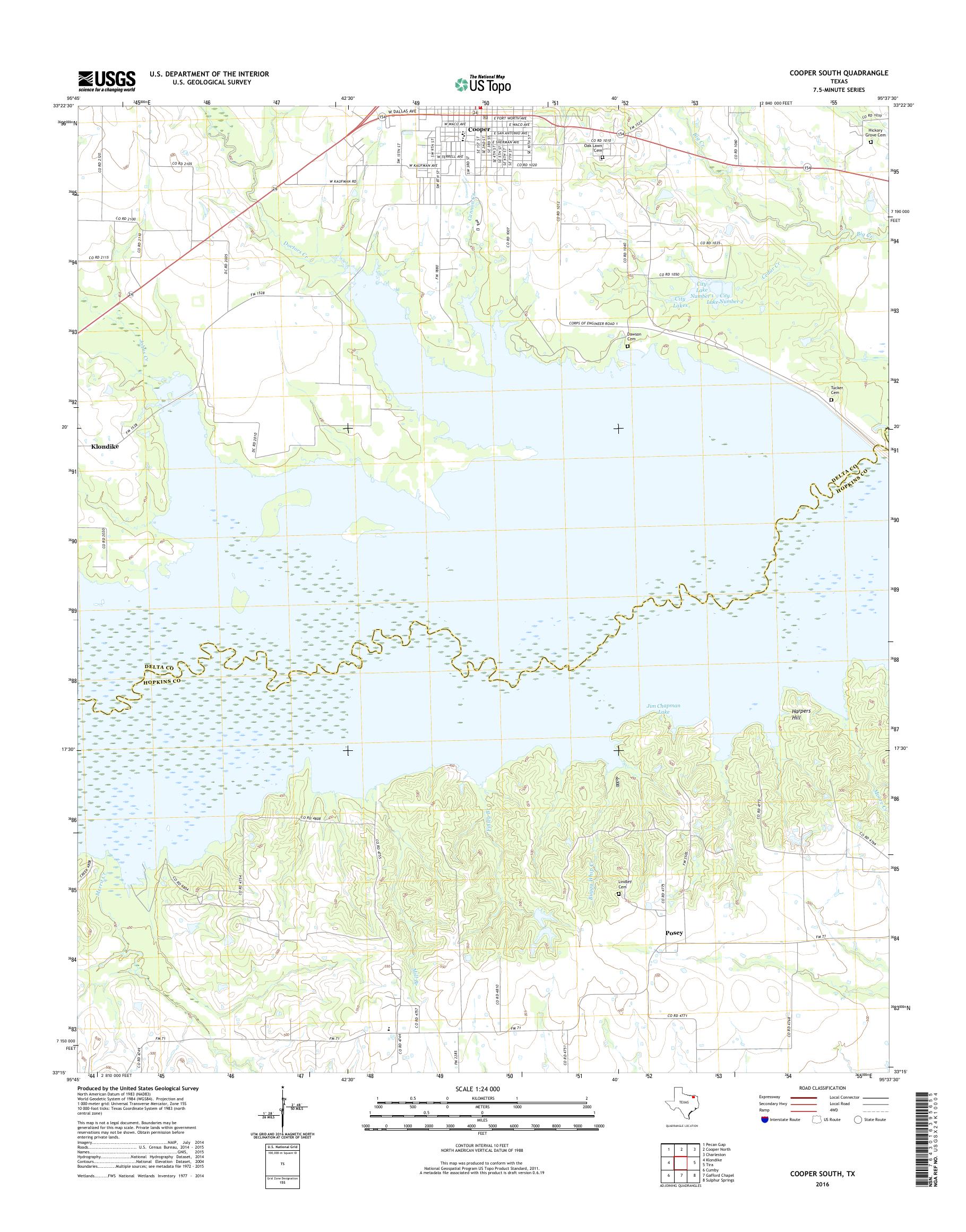 MyTopo Cooper South, Texas USGS Quad Topo Map