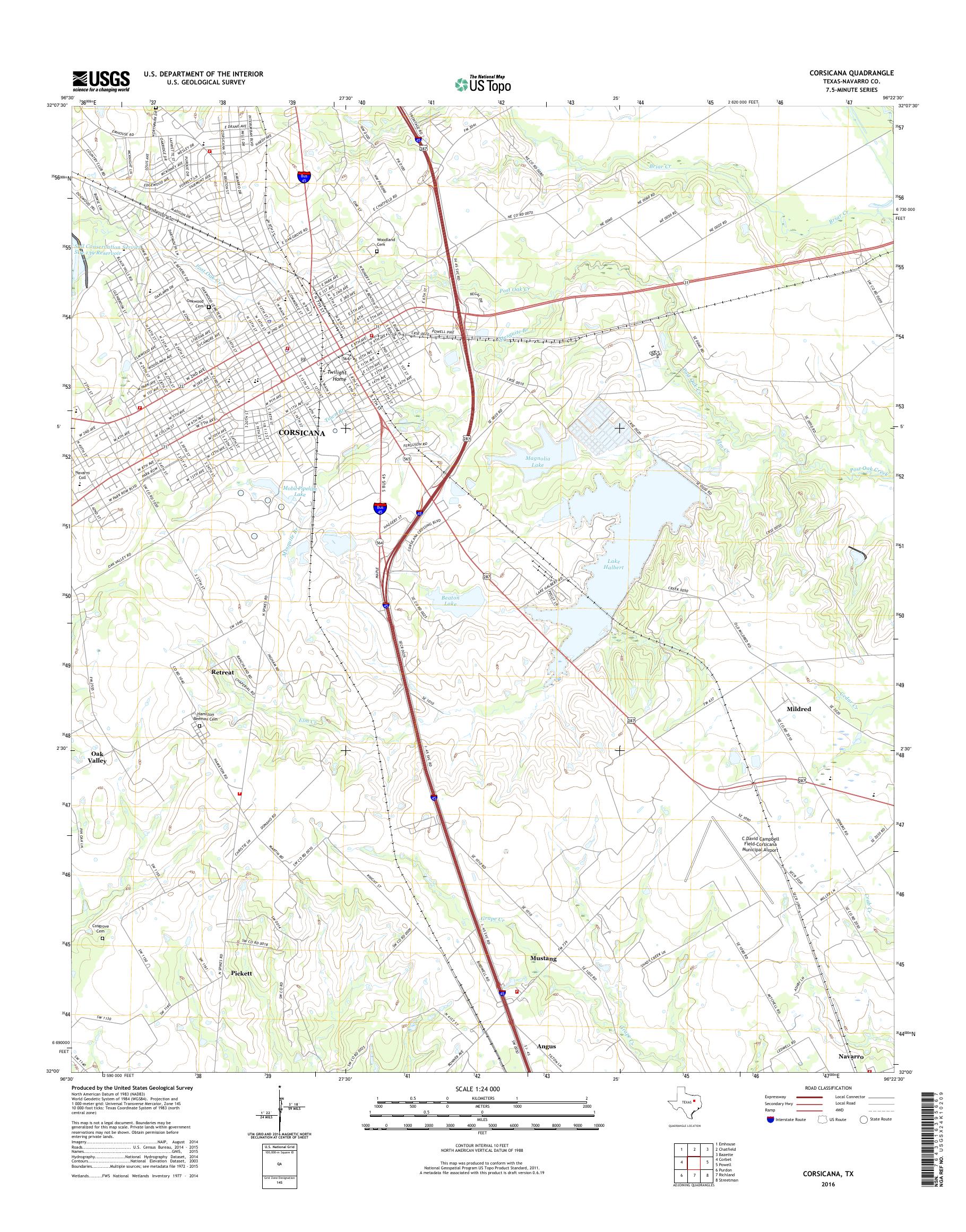 MyTopo Corsicana, Texas USGS Quad Topo Map