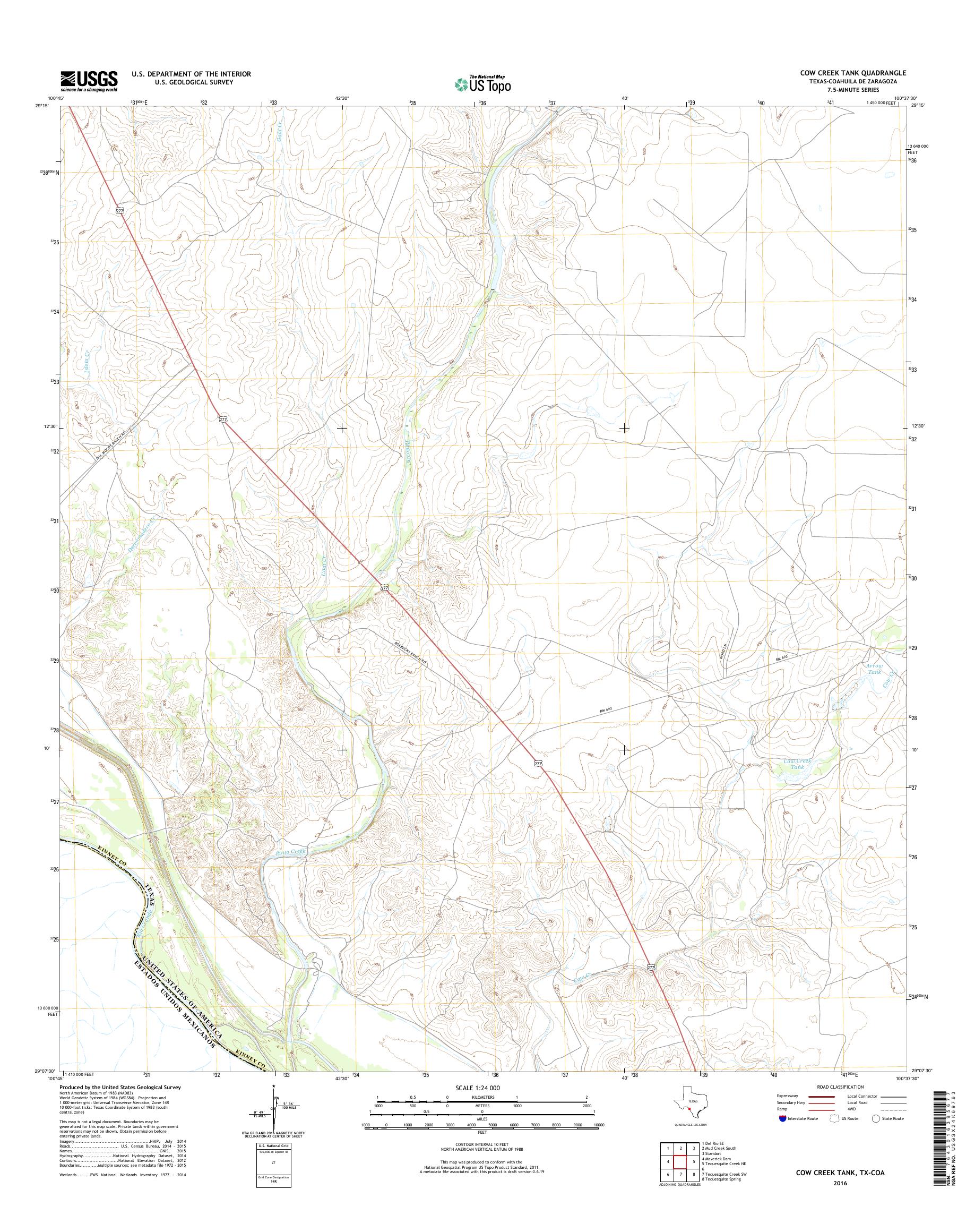 MyTopo Cow Creek Tank, Texas USGS Quad Topo Map