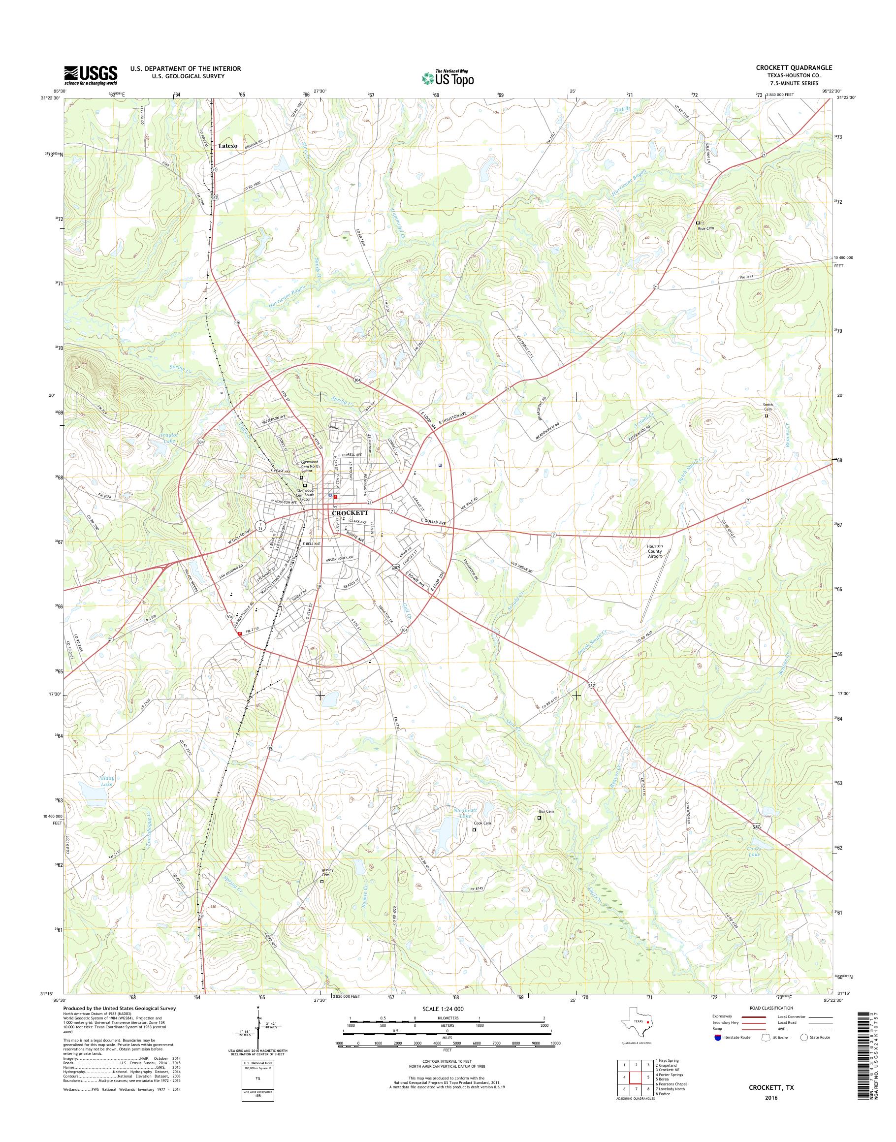 MyTopo Crockett, Texas USGS Quad Topo Map