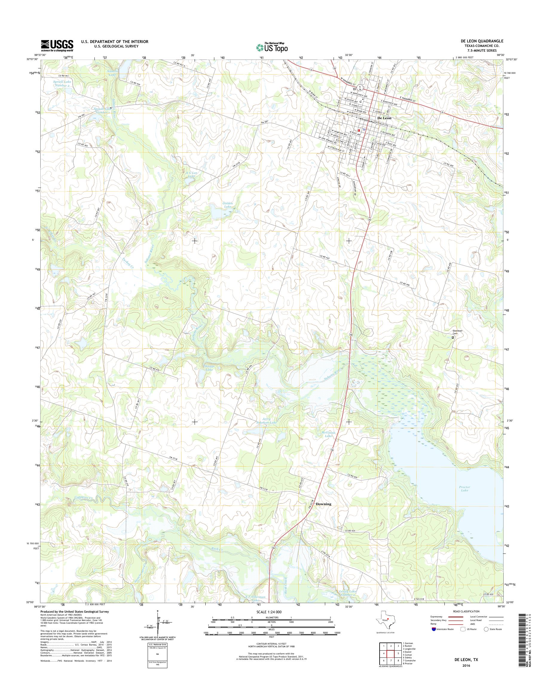 MyTopo De Leon, Texas USGS Quad Topo Map