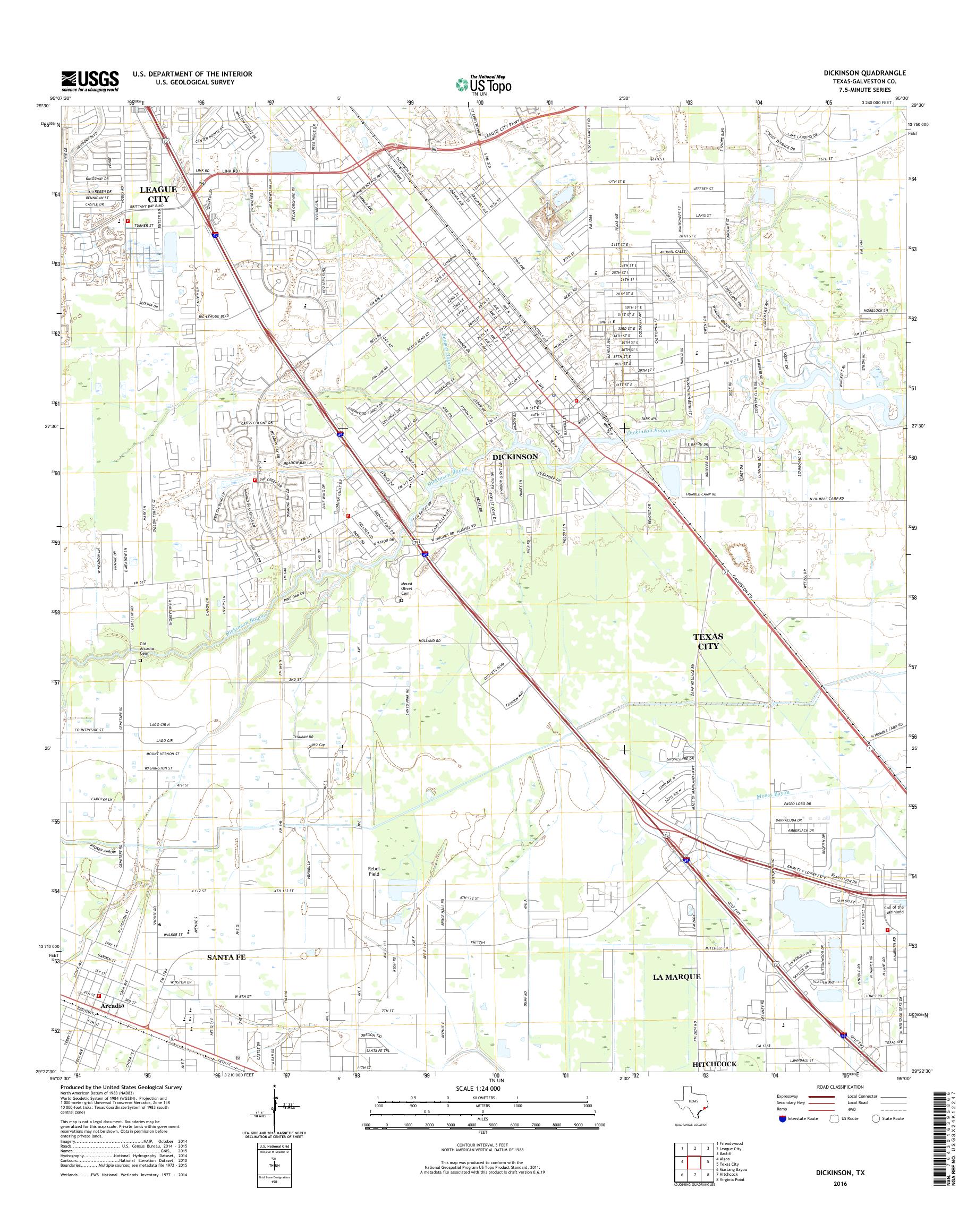 MyTopo Dickinson, Texas USGS Quad Topo Map