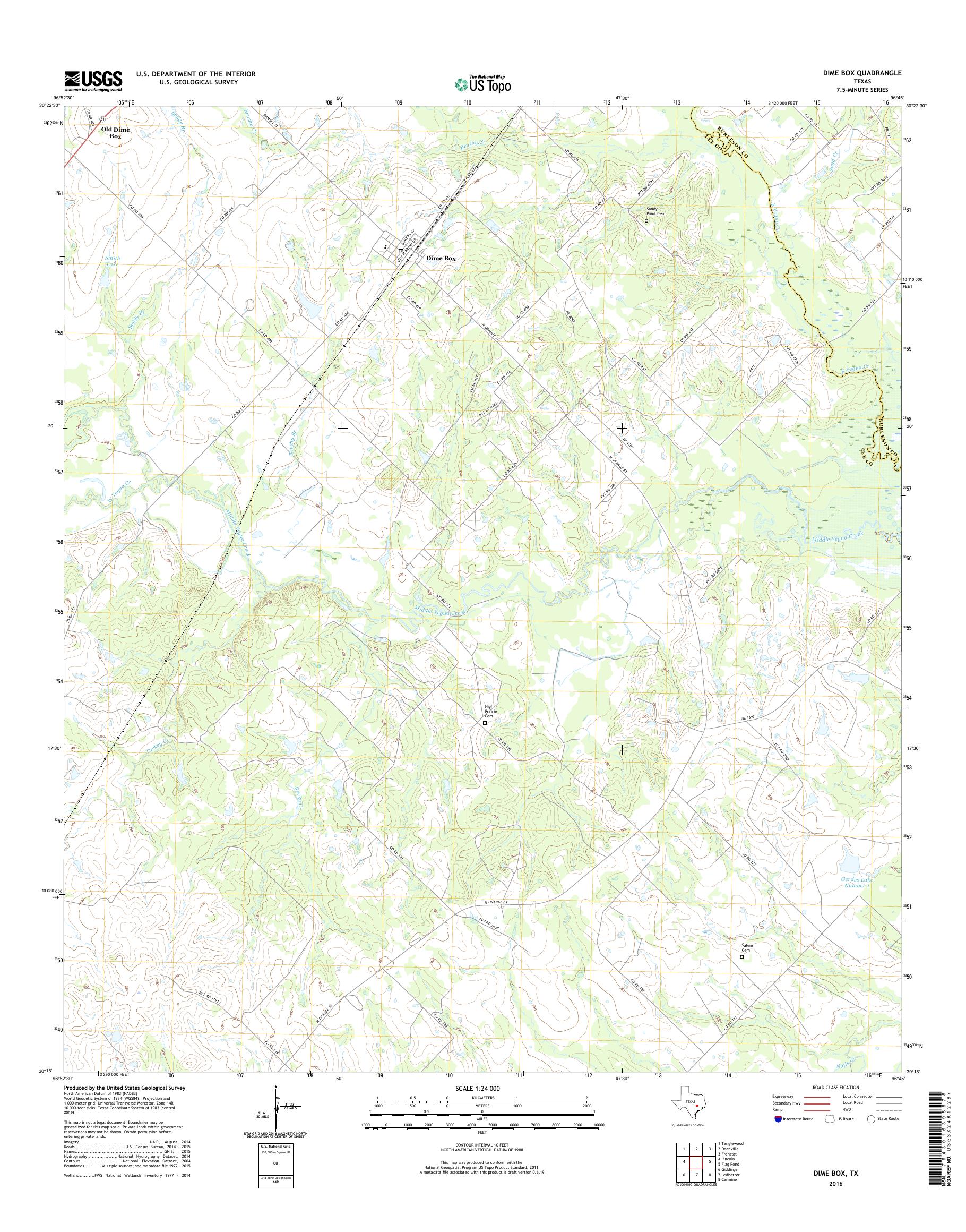 MyTopo Dime Box, Texas USGS Quad Topo Map