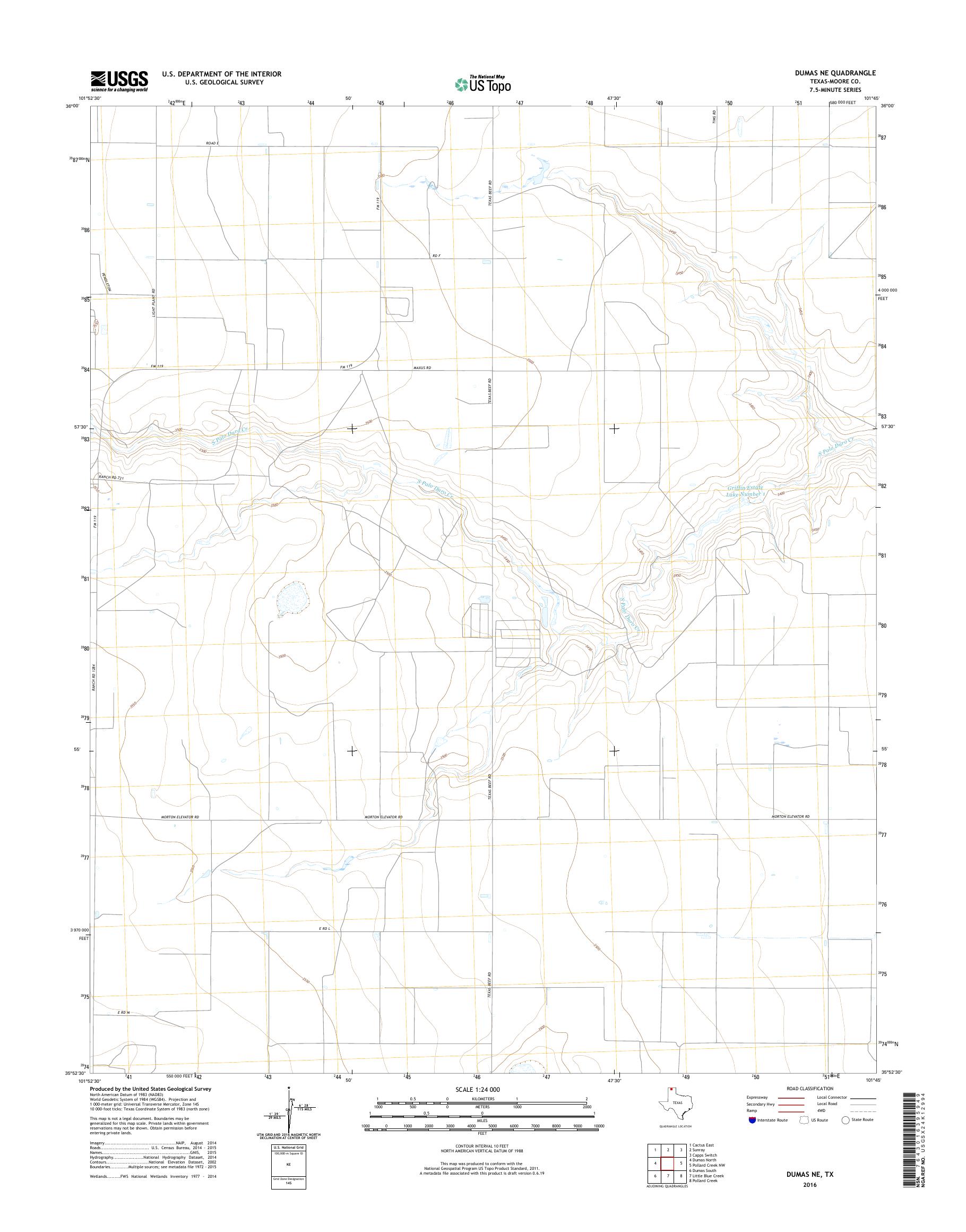 MyTopo Dumas NE, Texas USGS Quad Topo Map