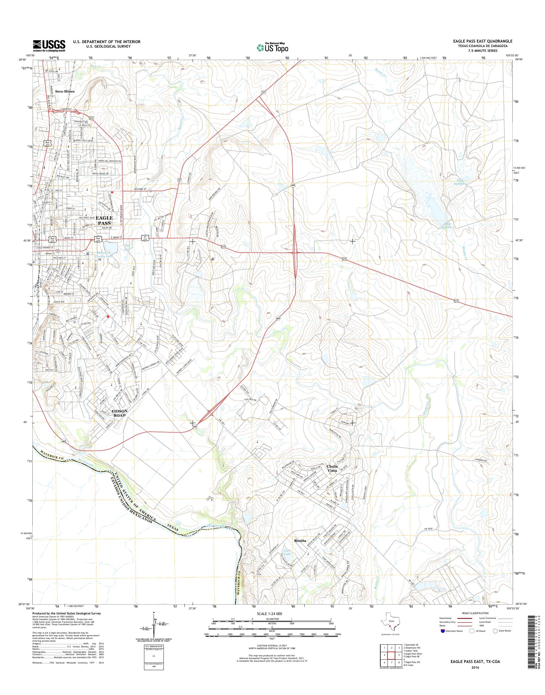 MyTopo Eagle Pass East, Texas USGS Quad Topo Map
