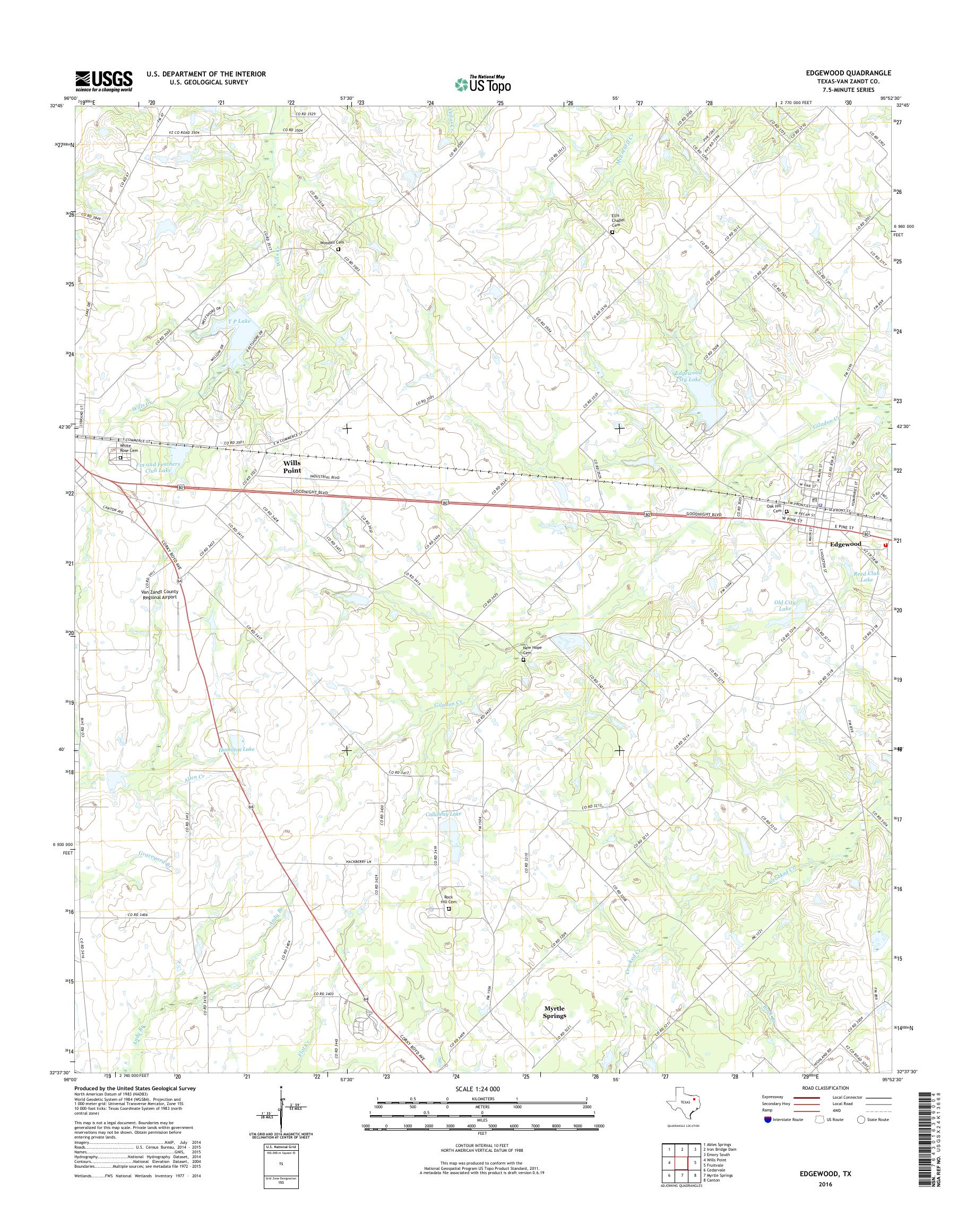 MyTopo Edgewood, Texas USGS Quad Topo Map