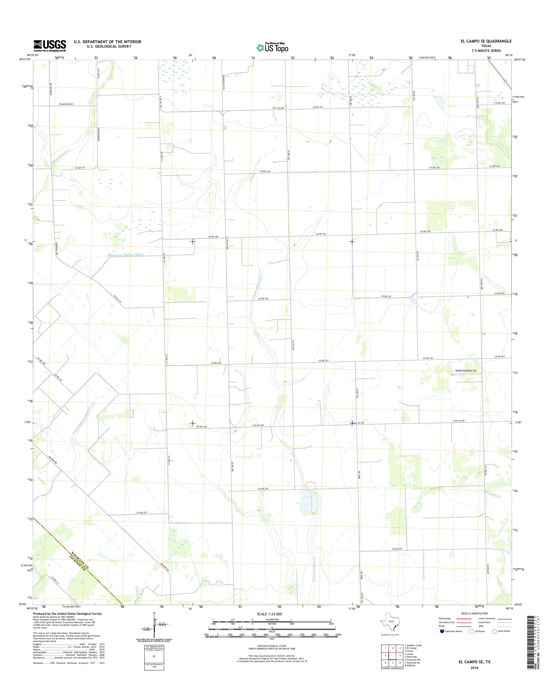 MyTopo El Campo SE, Texas USGS Quad Topo Map