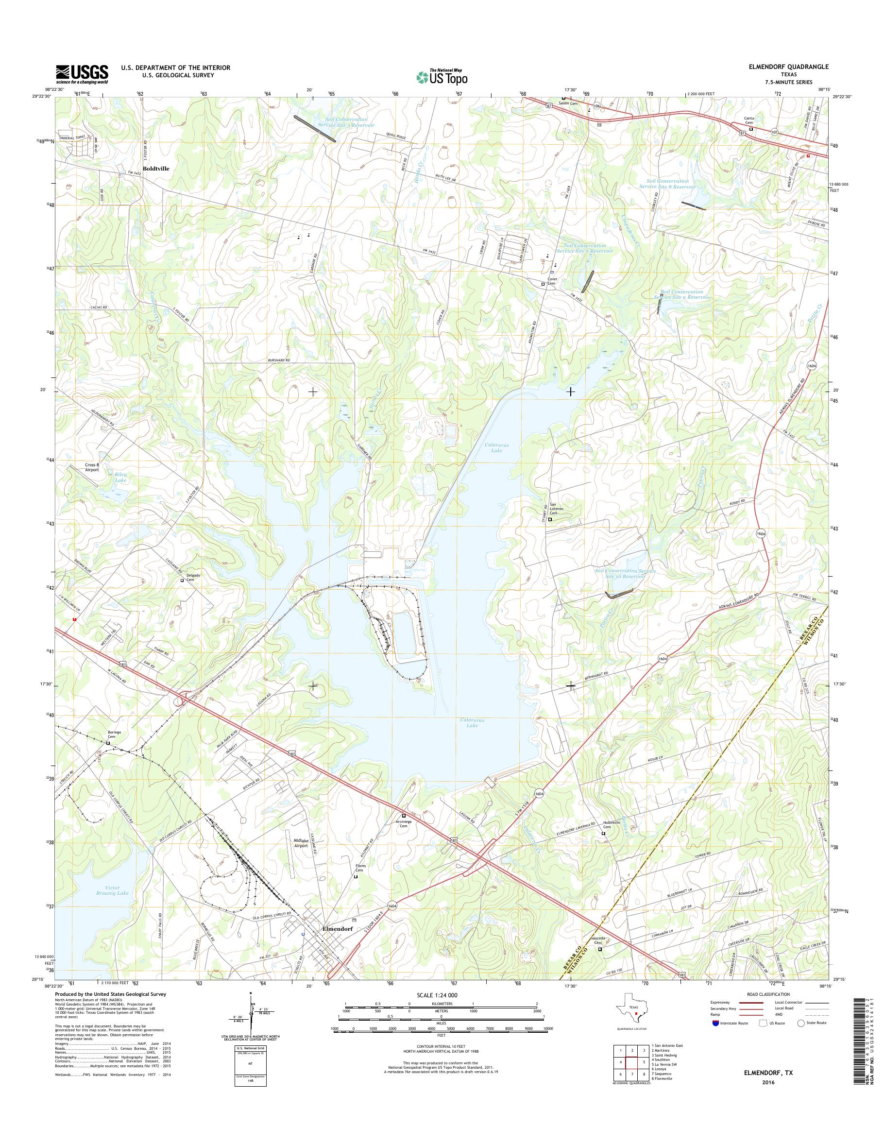 MyTopo Elmendorf, Texas USGS Quad Topo Map