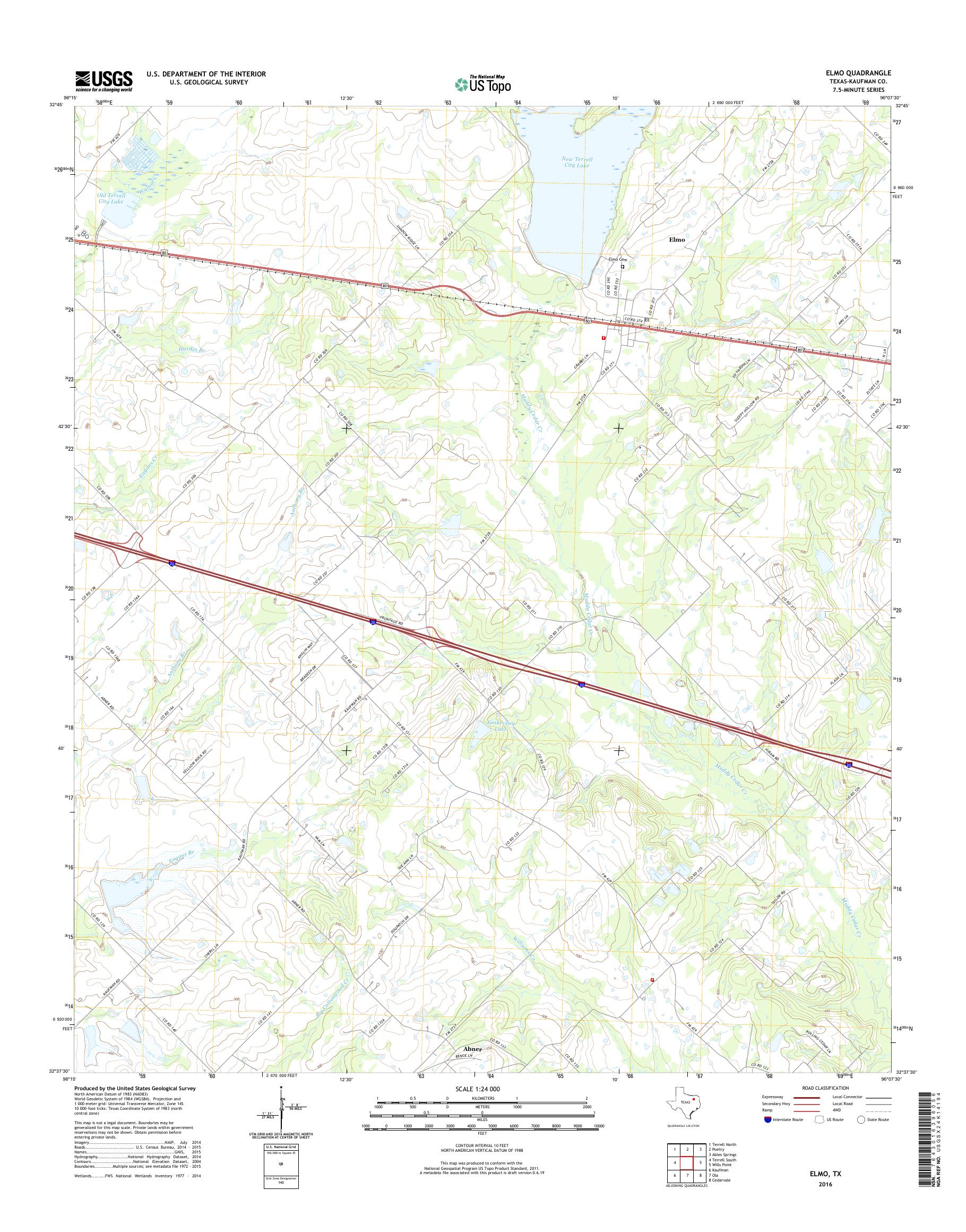 MyTopo Elmo, Texas USGS Quad Topo Map