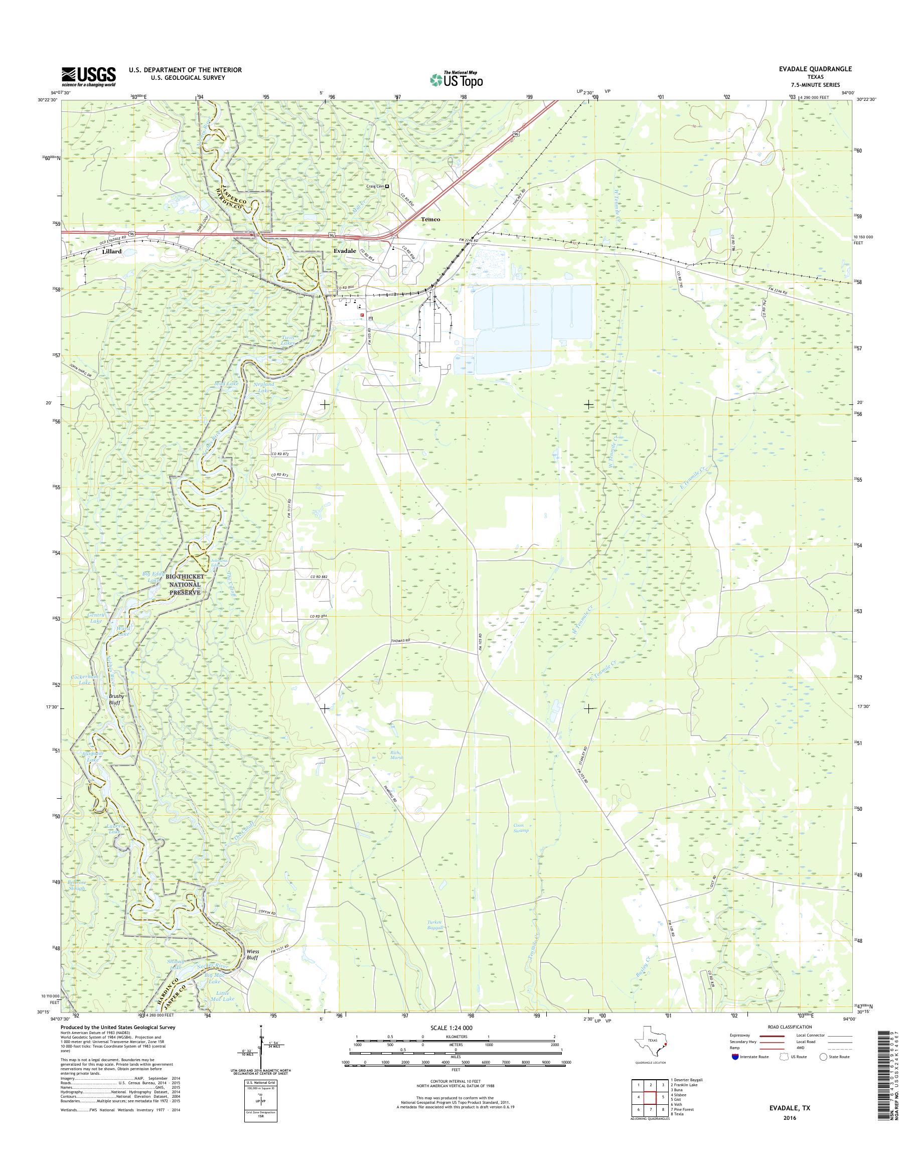 MyTopo Evadale, Texas USGS Quad Topo Map