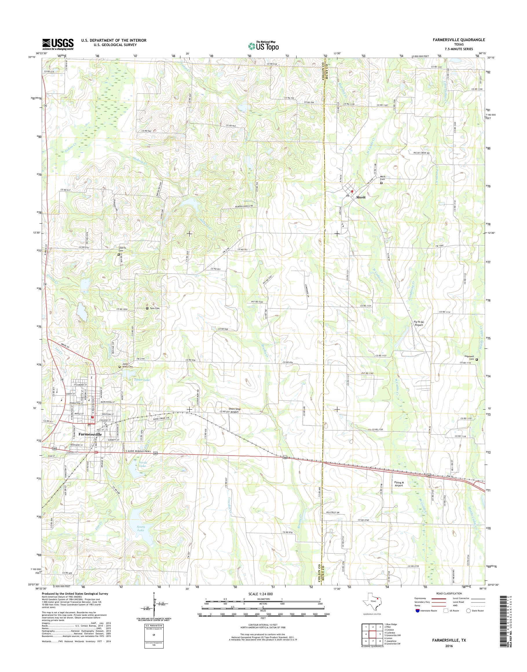 MyTopo Farmersville, Texas USGS Quad Topo Map