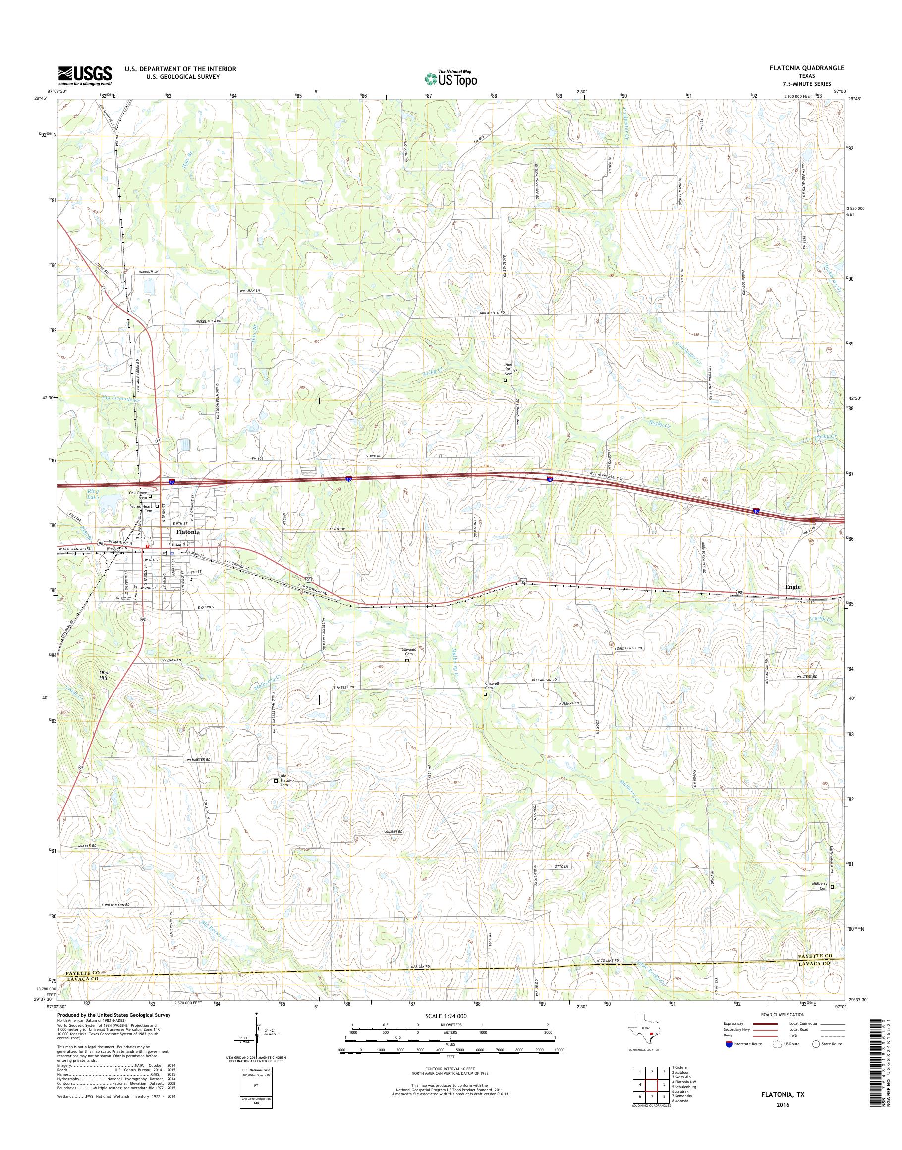 MyTopo Flatonia, Texas USGS Quad Topo Map
