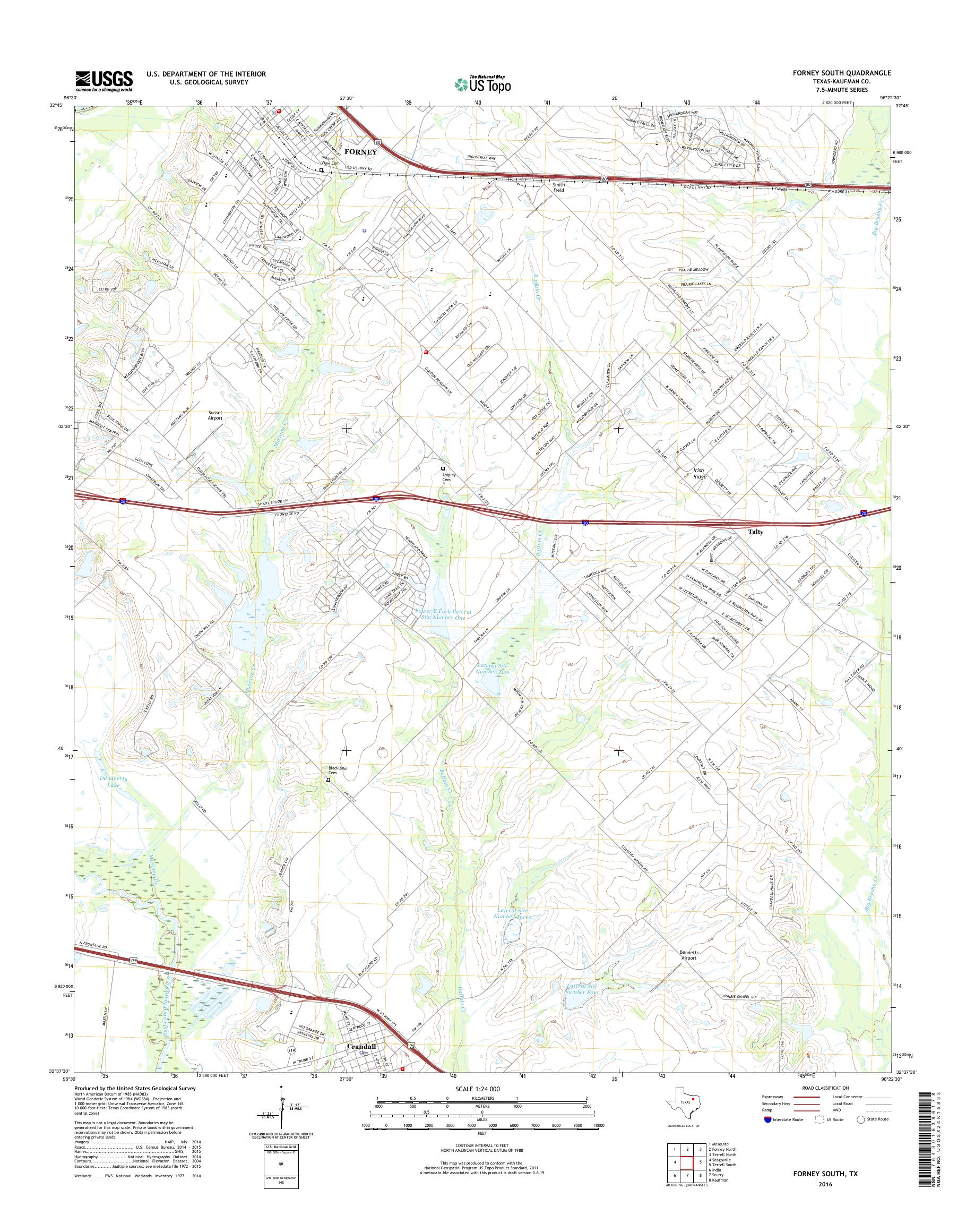 MyTopo Forney South, Texas USGS Quad Topo Map