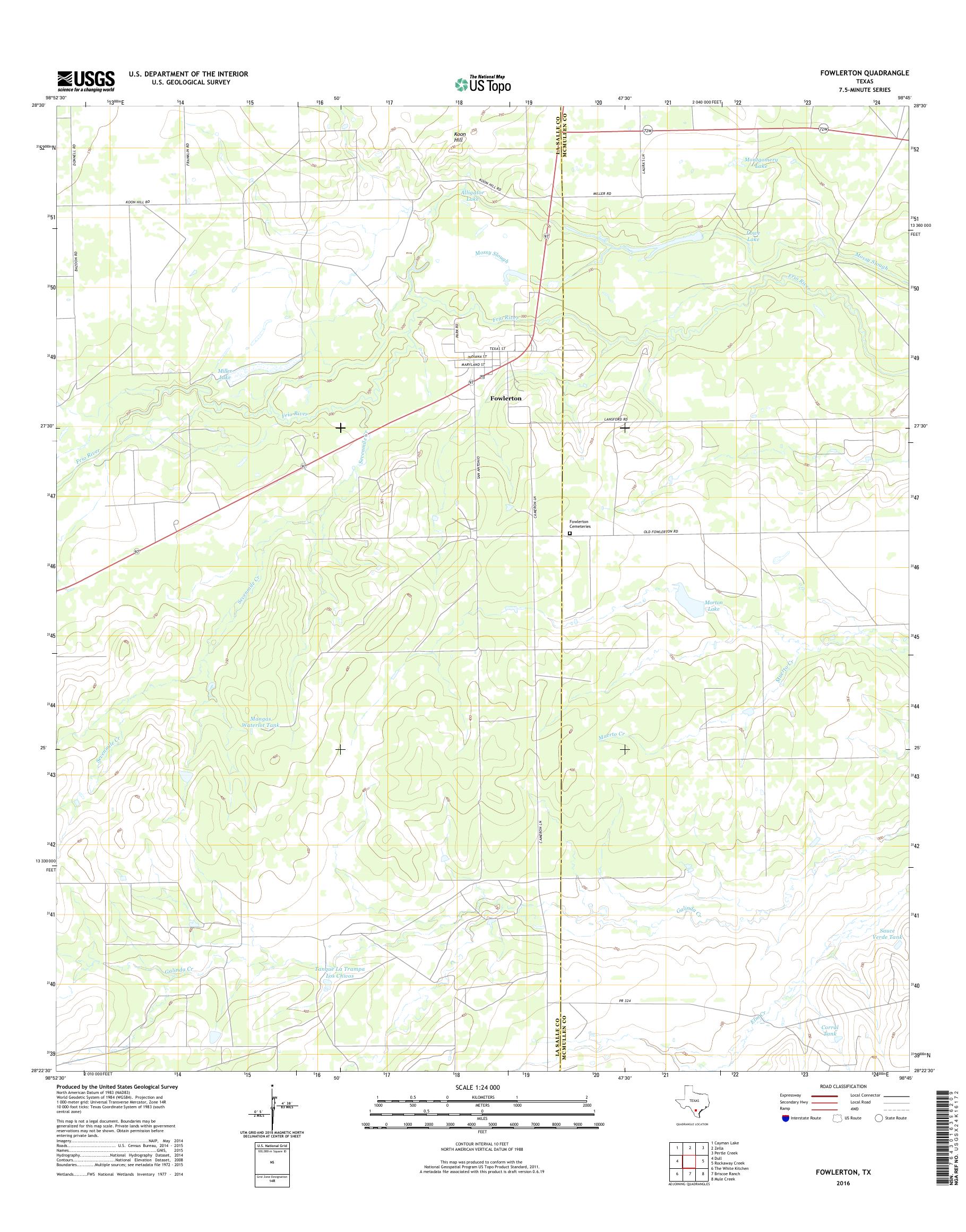 MyTopo Fowlerton, Texas USGS Quad Topo Map