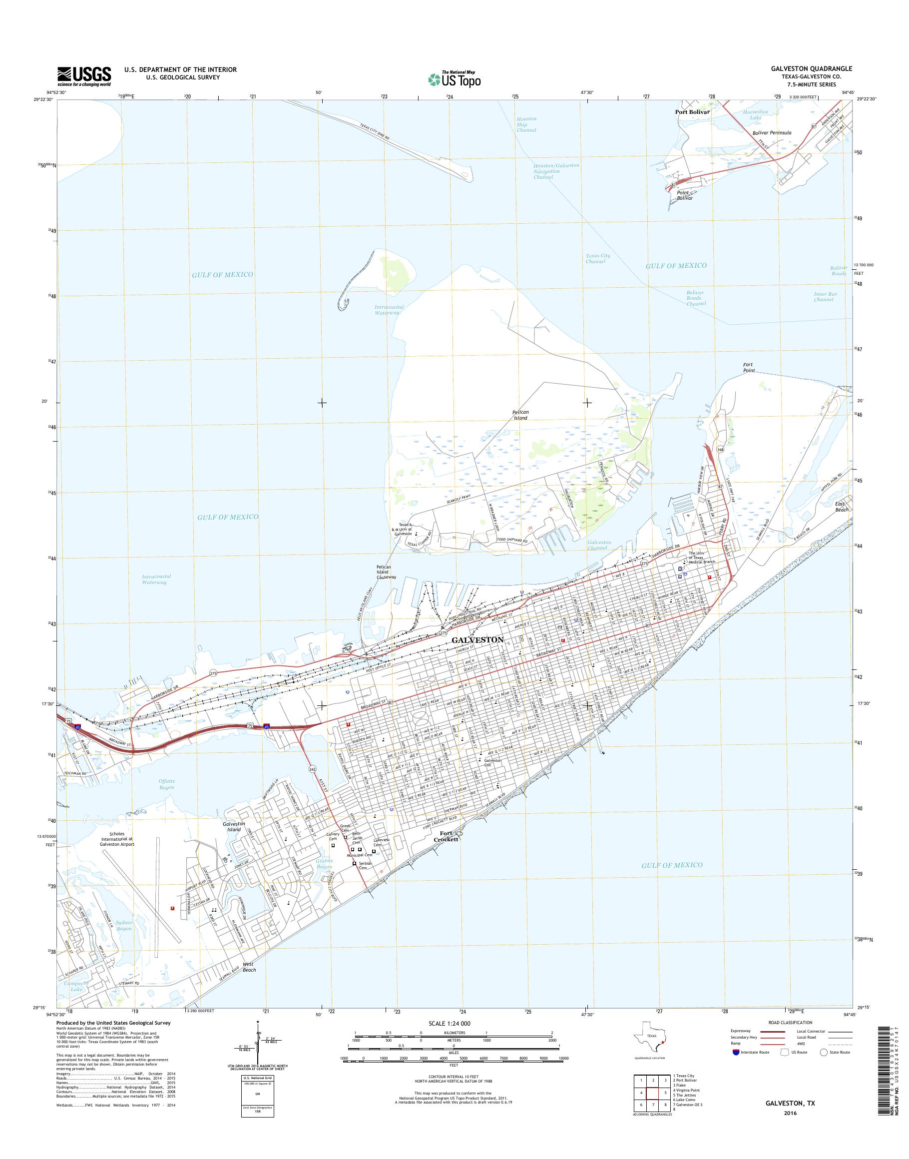 Galveston Elevation Map