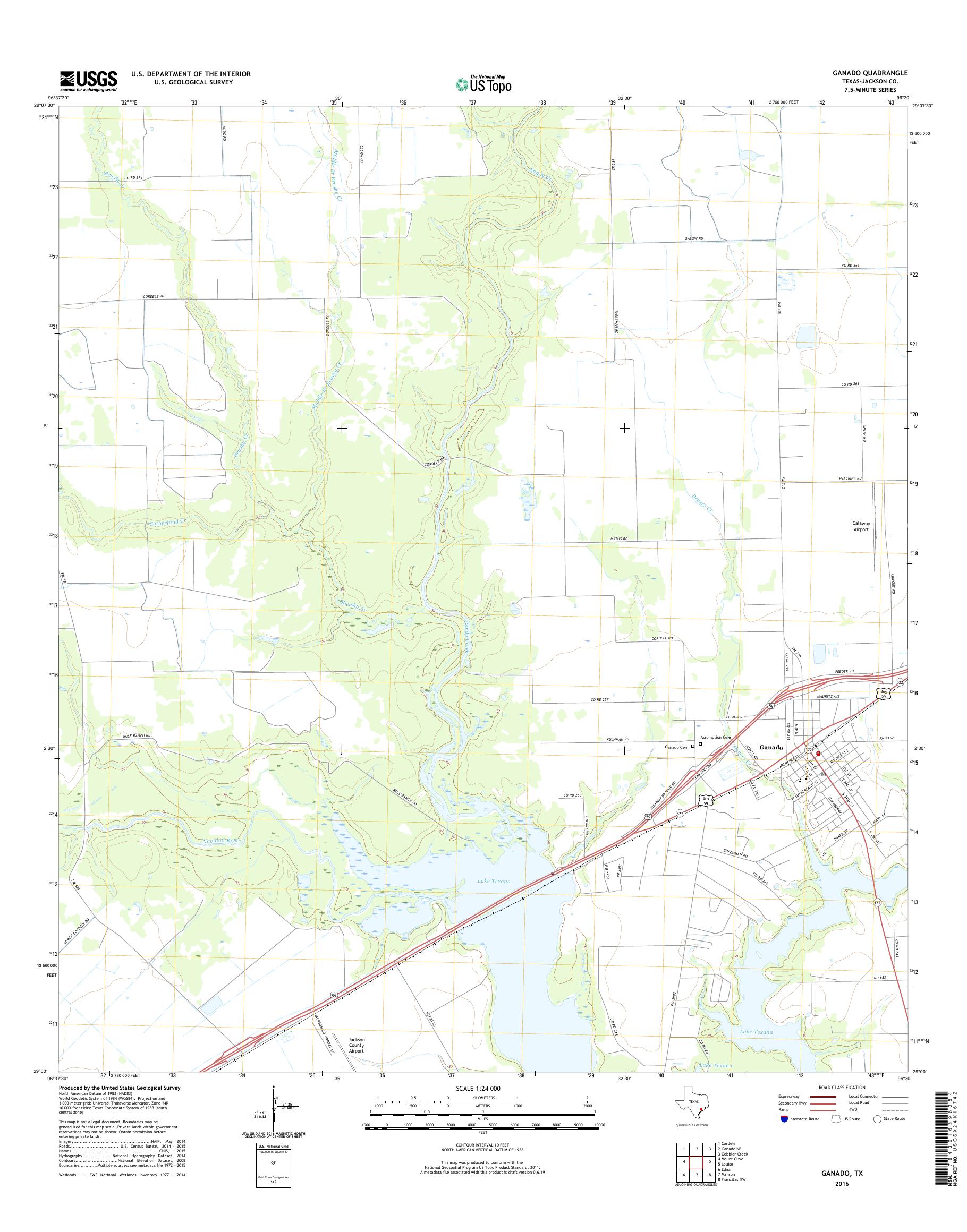 MyTopo Ganado, Texas USGS Quad Topo Map
