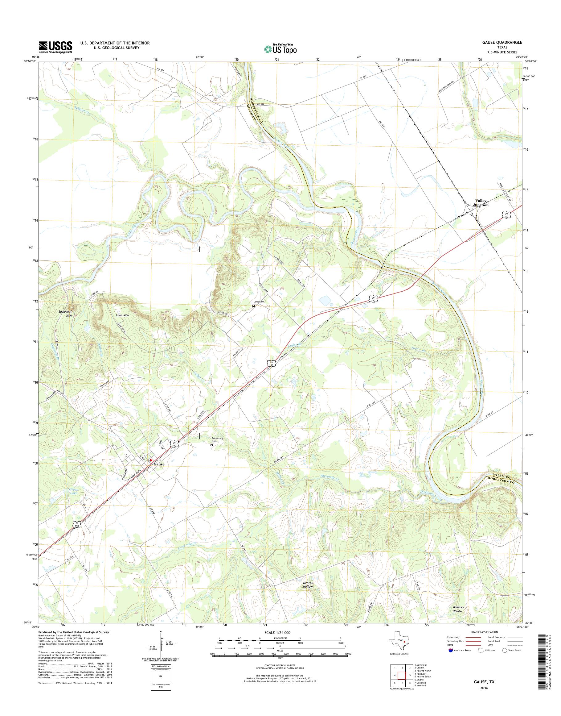 MyTopo Gause, Texas USGS Quad Topo Map