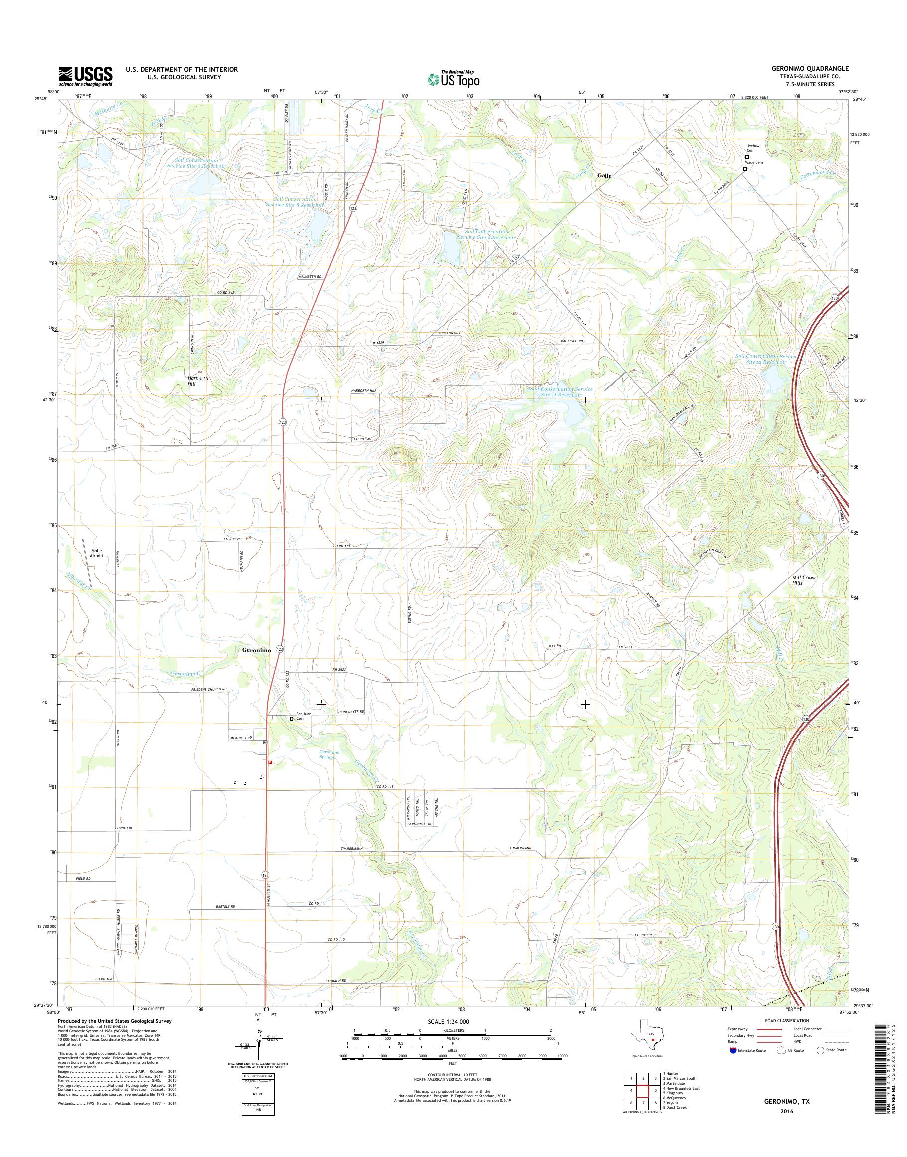 MyTopo Geronimo, Texas USGS Quad Topo Map