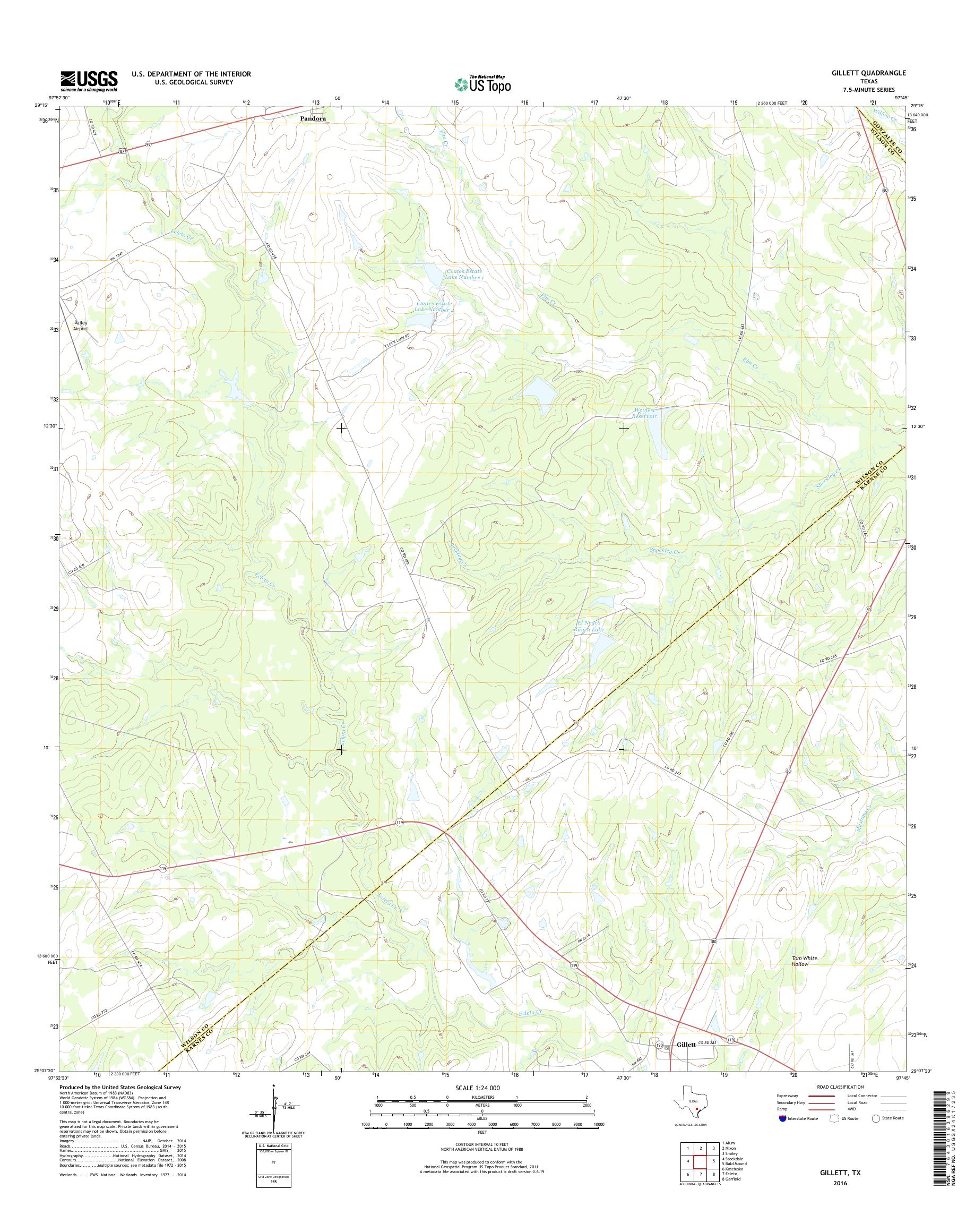 MyTopo Gillett, Texas USGS Quad Topo Map