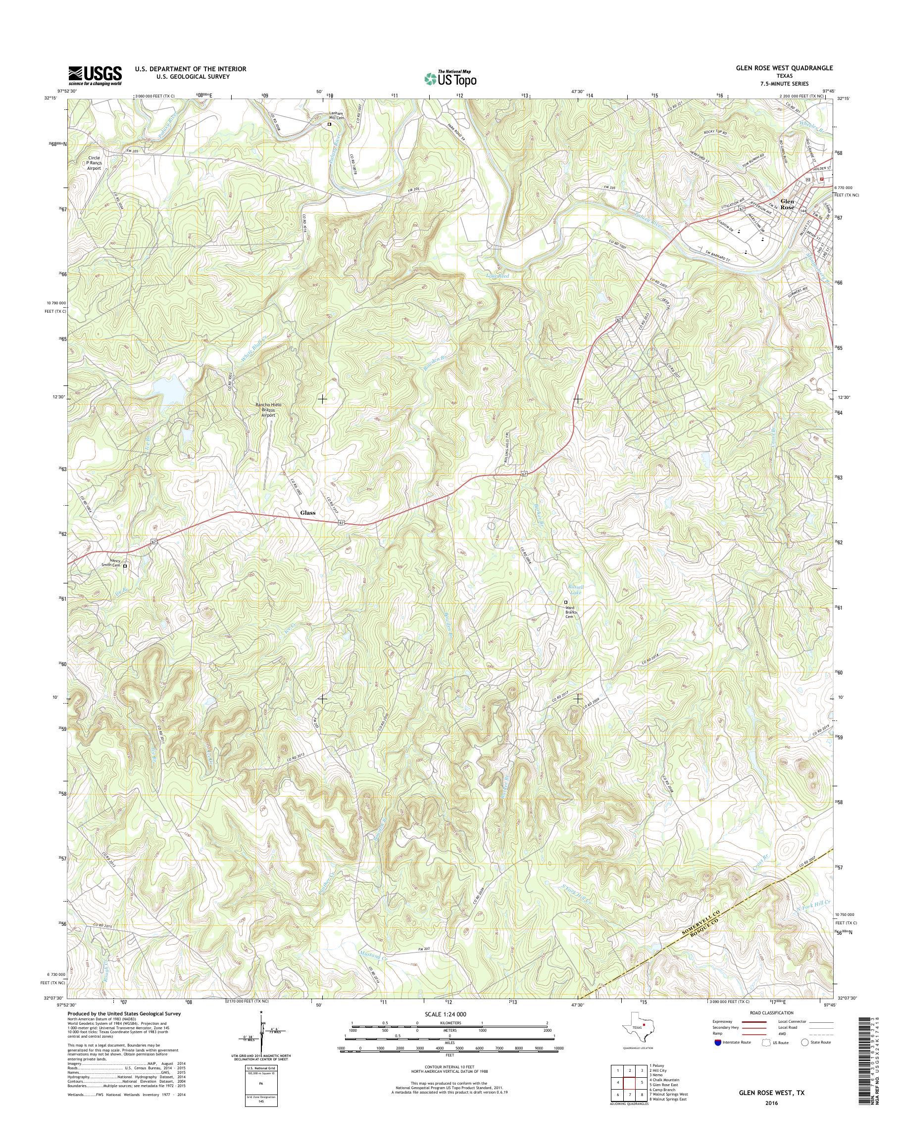 MyTopo Glen Rose West, Texas USGS Quad Topo Map