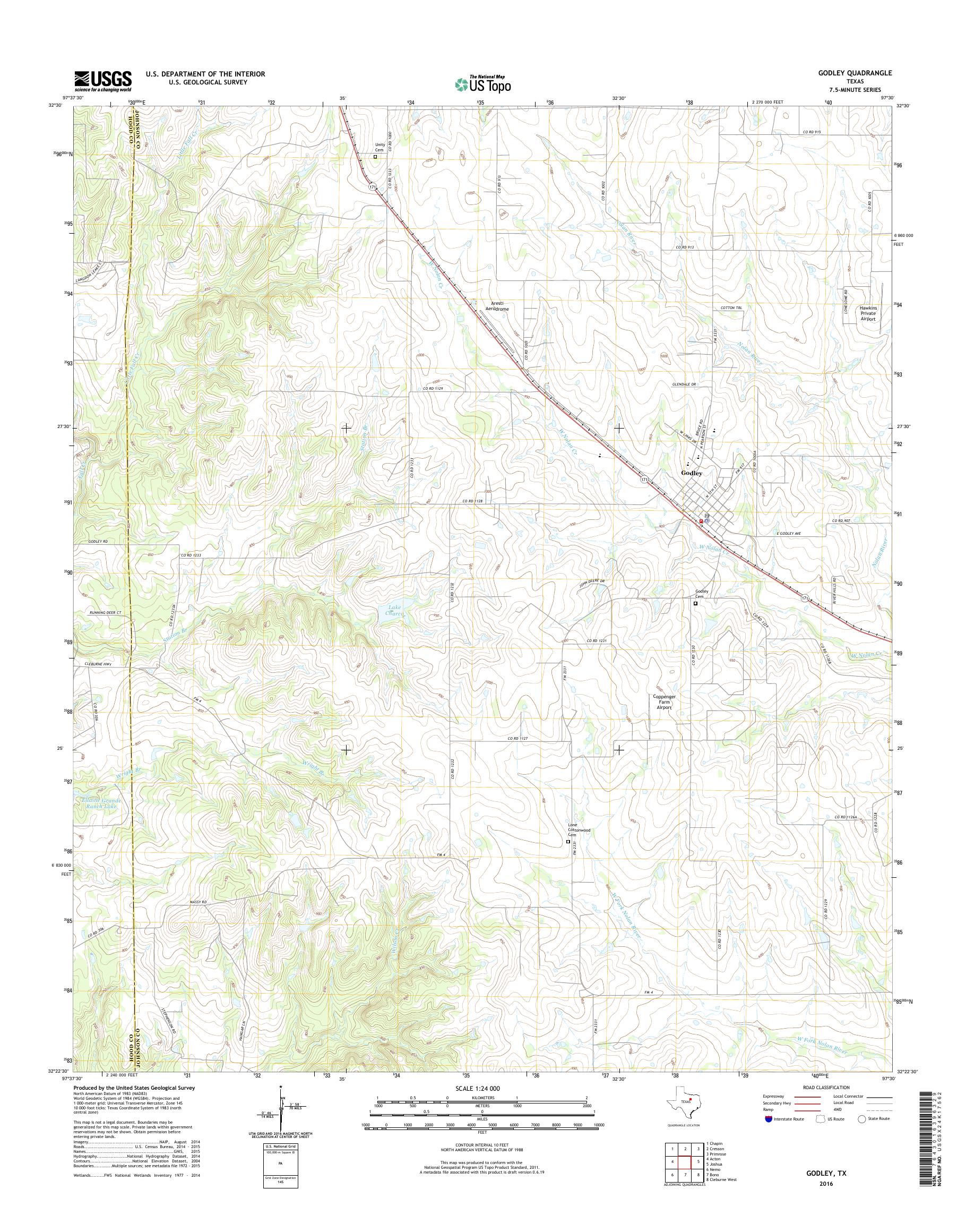 MyTopo Godley, Texas USGS Quad Topo Map