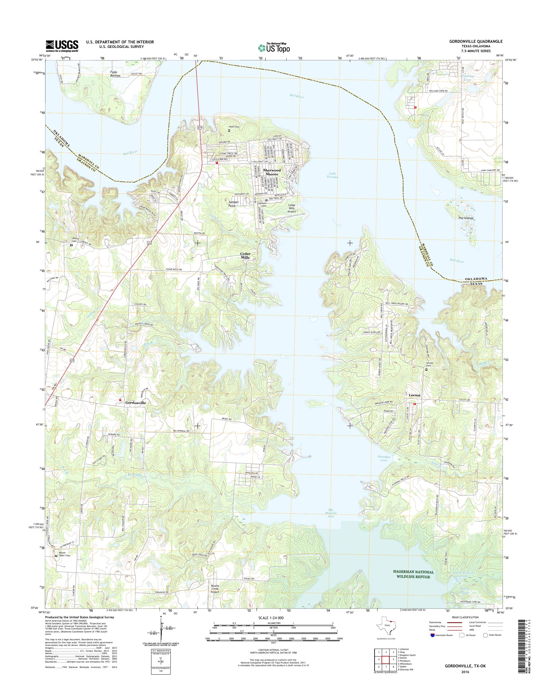 MyTopo Gordonville, Texas USGS Quad Topo Map