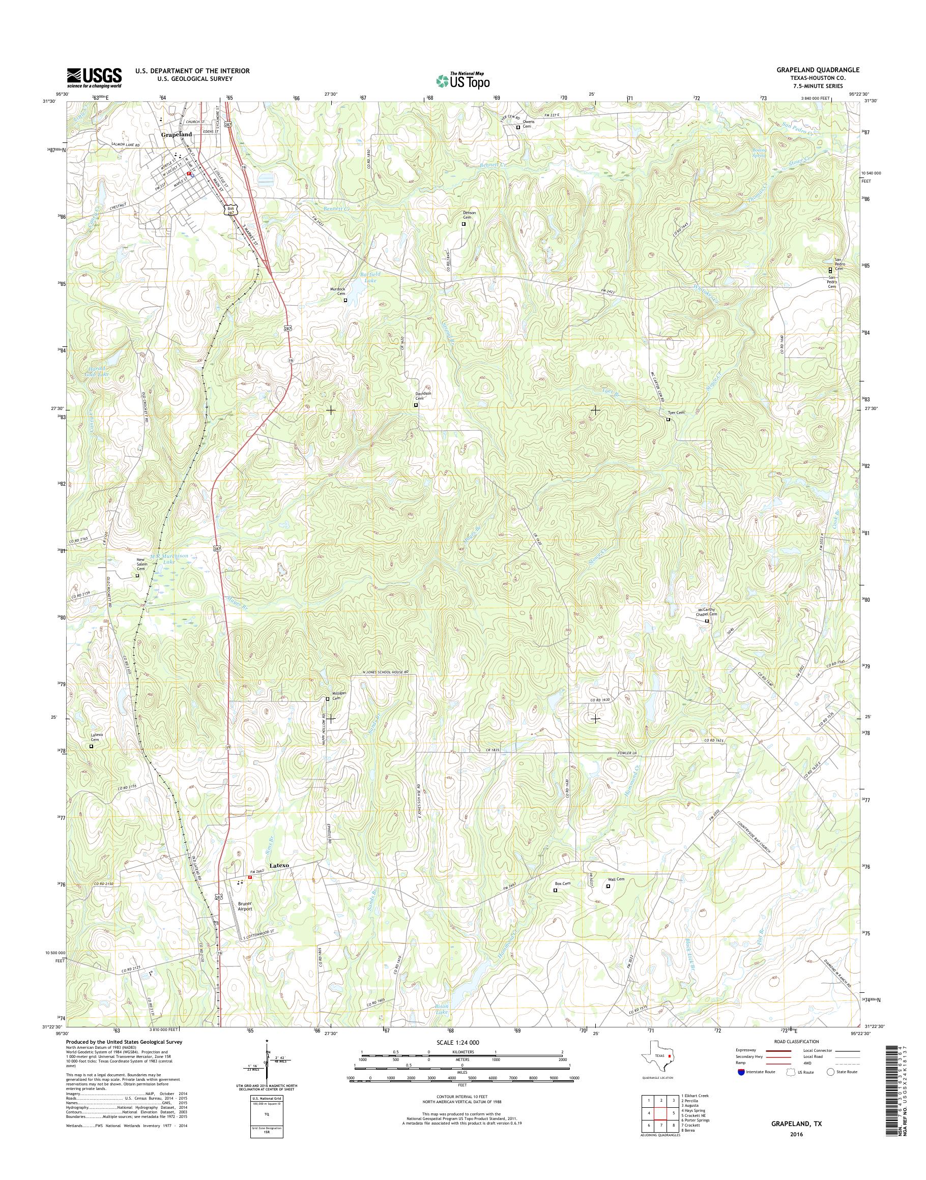 MyTopo Grapeland, Texas USGS Quad Topo Map