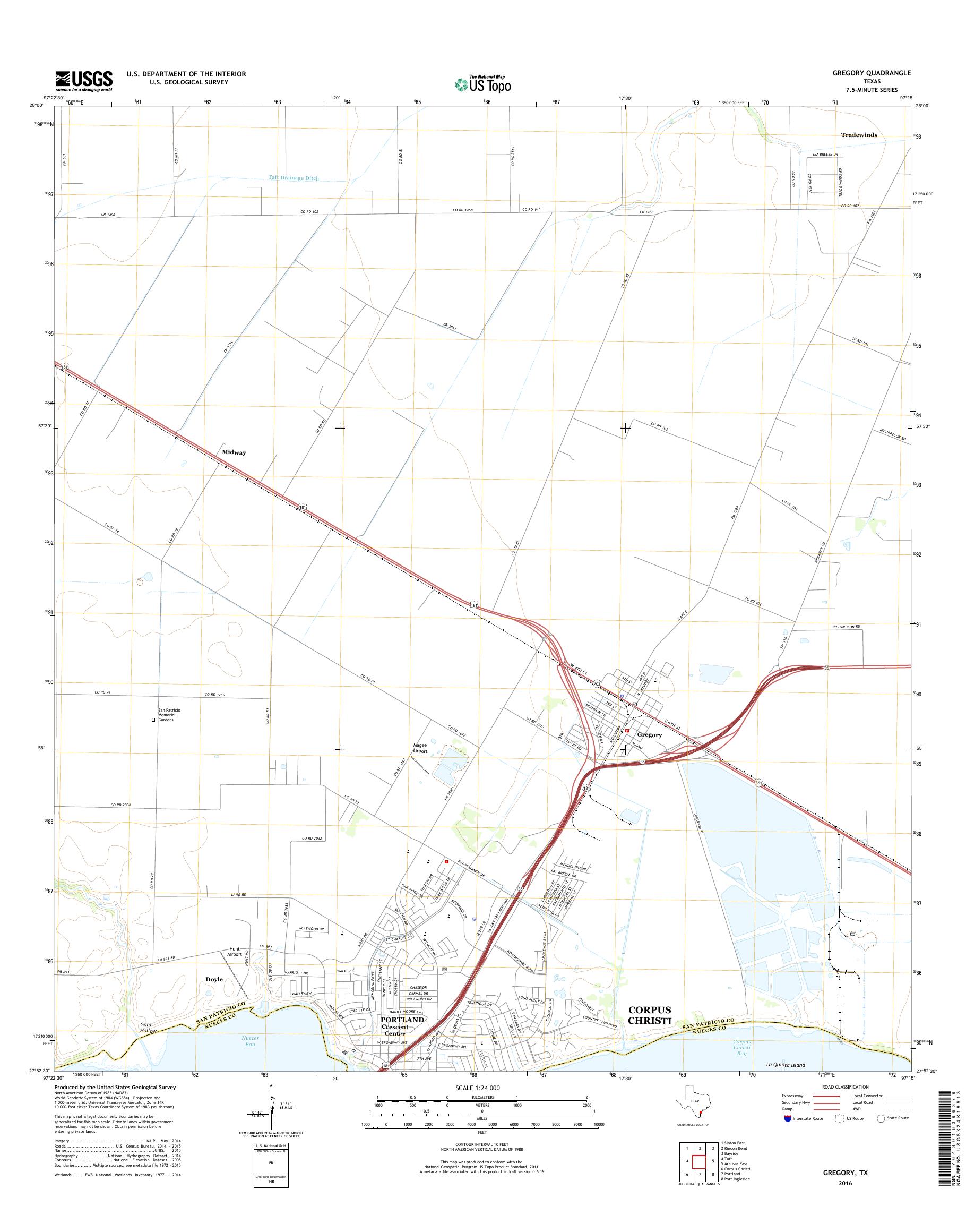MyTopo Gregory, Texas USGS Quad Topo Map