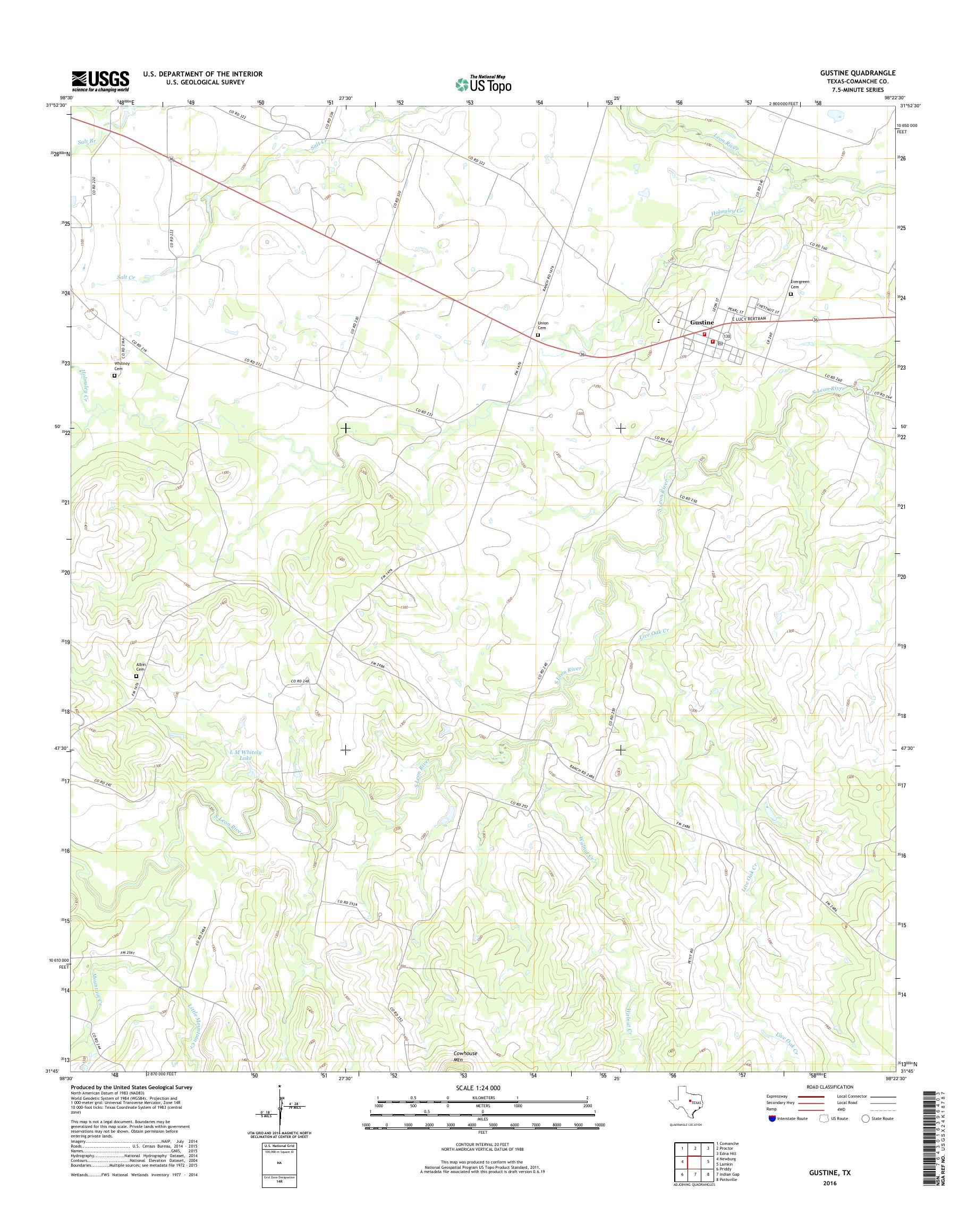 MyTopo Gustine, Texas USGS Quad Topo Map