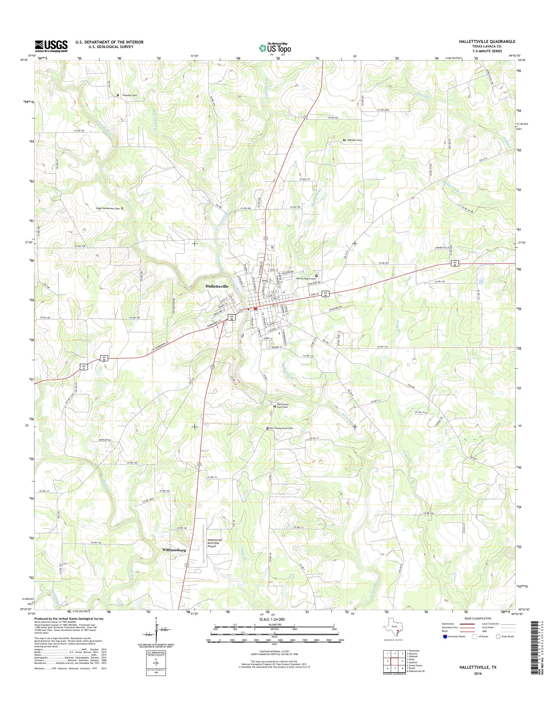 MyTopo Hallettsville, Texas USGS Quad Topo Map