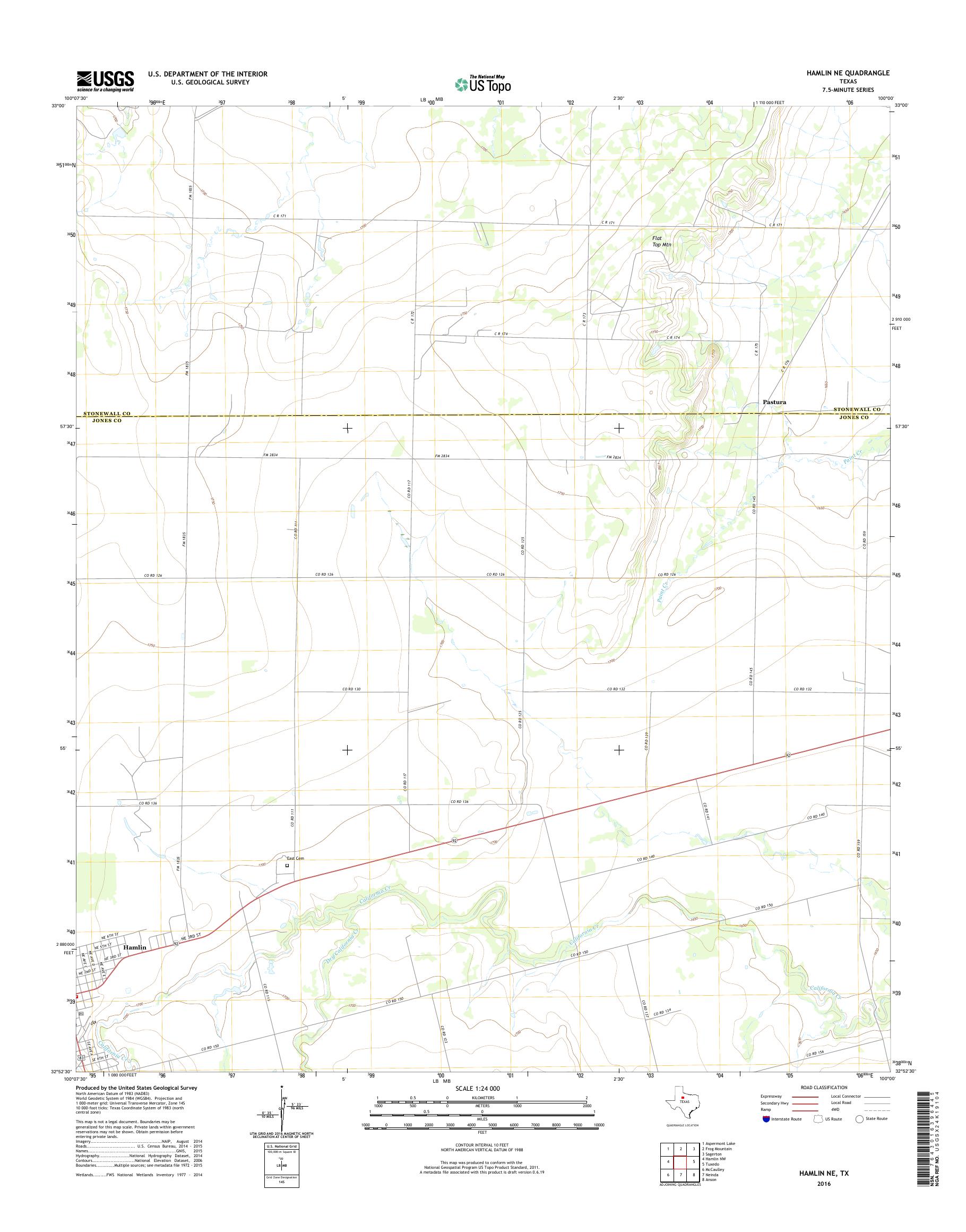 MyTopo Hamlin NE, Texas USGS Quad Topo Map