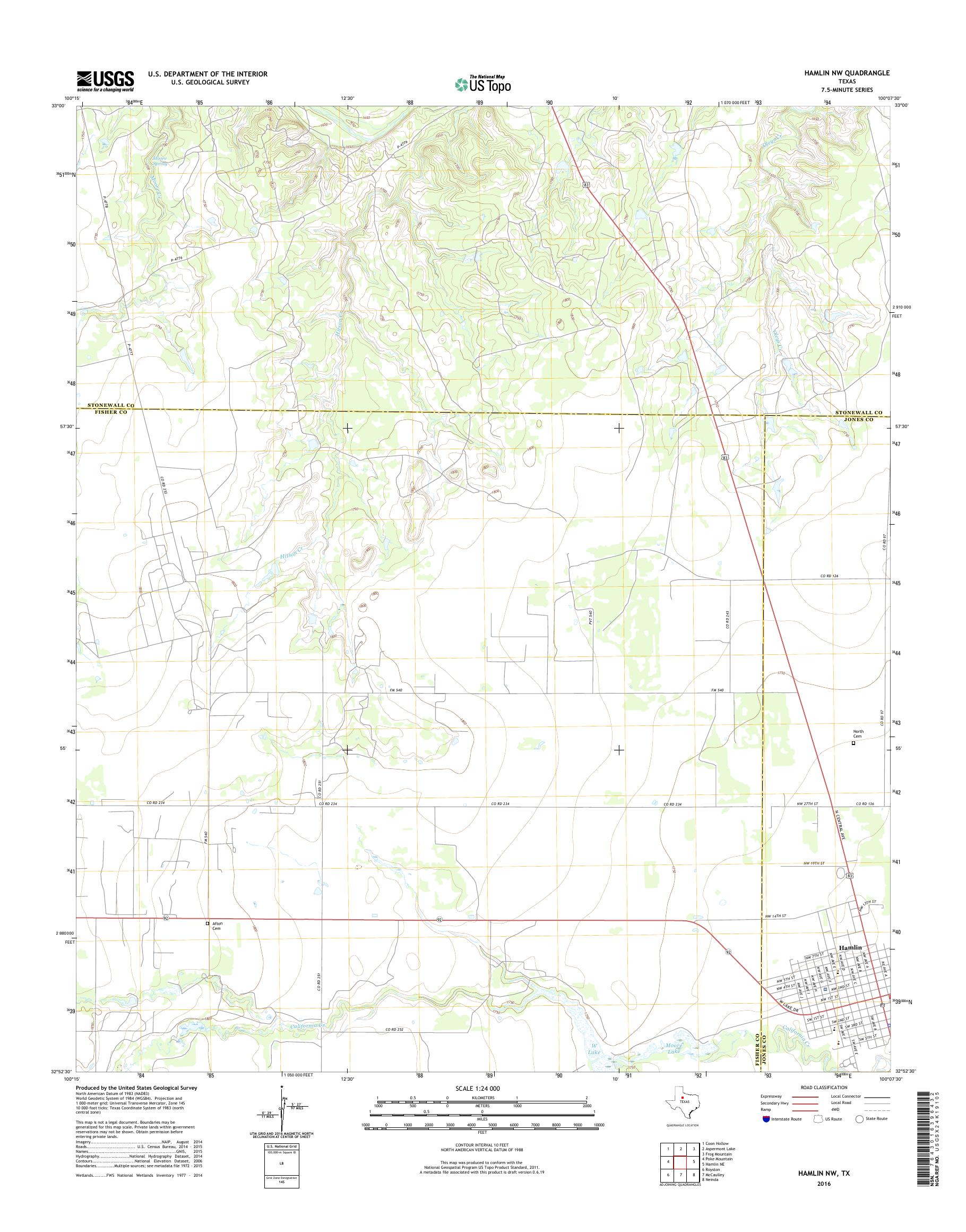 MyTopo Hamlin NW, Texas USGS Quad Topo Map