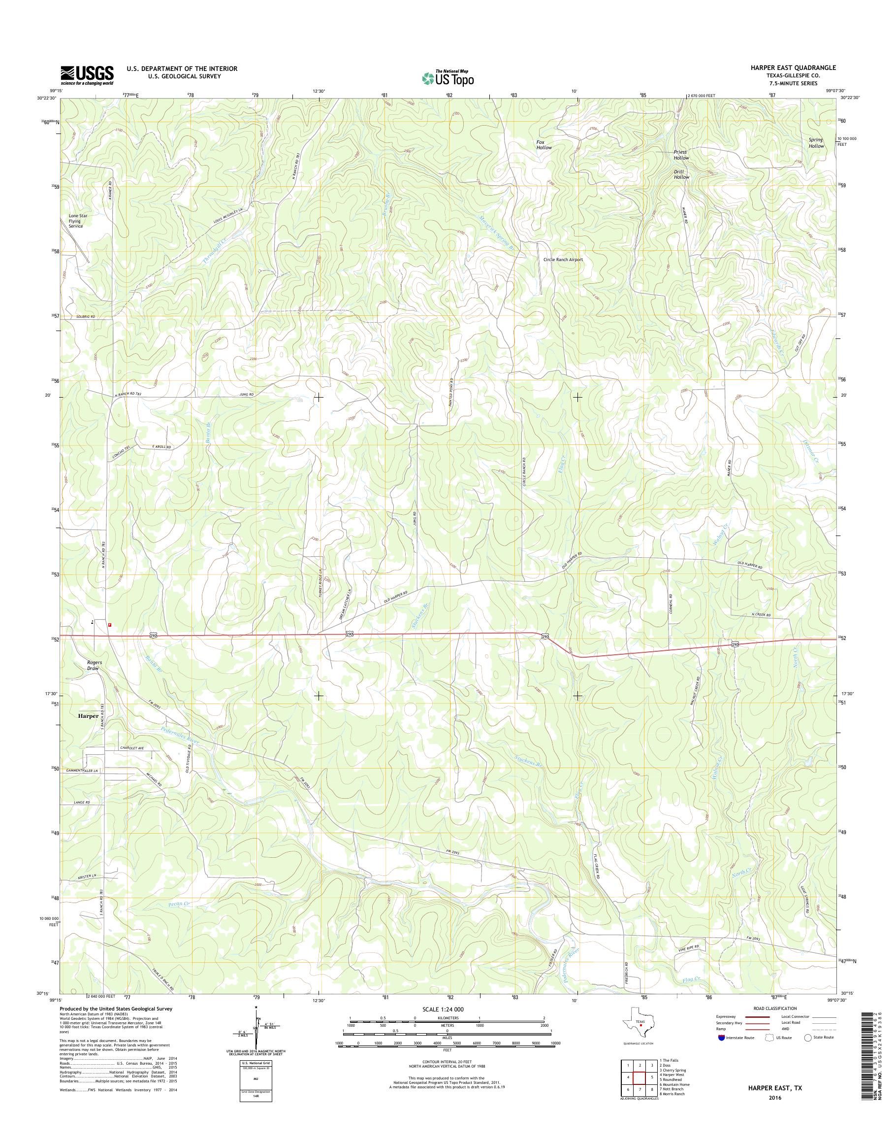 MyTopo Harper East, Texas USGS Quad Topo Map