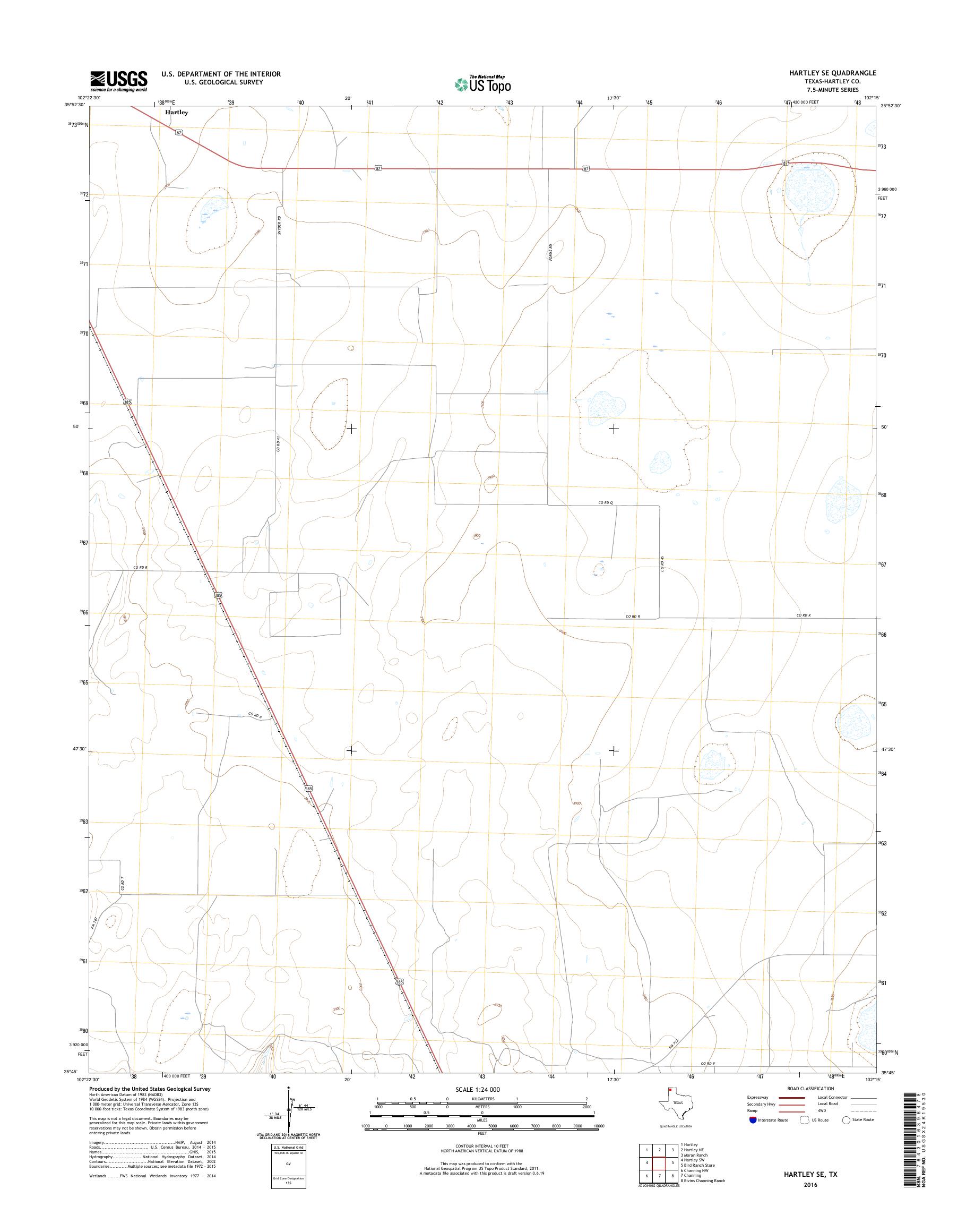 MyTopo Hartley SE, Texas USGS Quad Topo Map