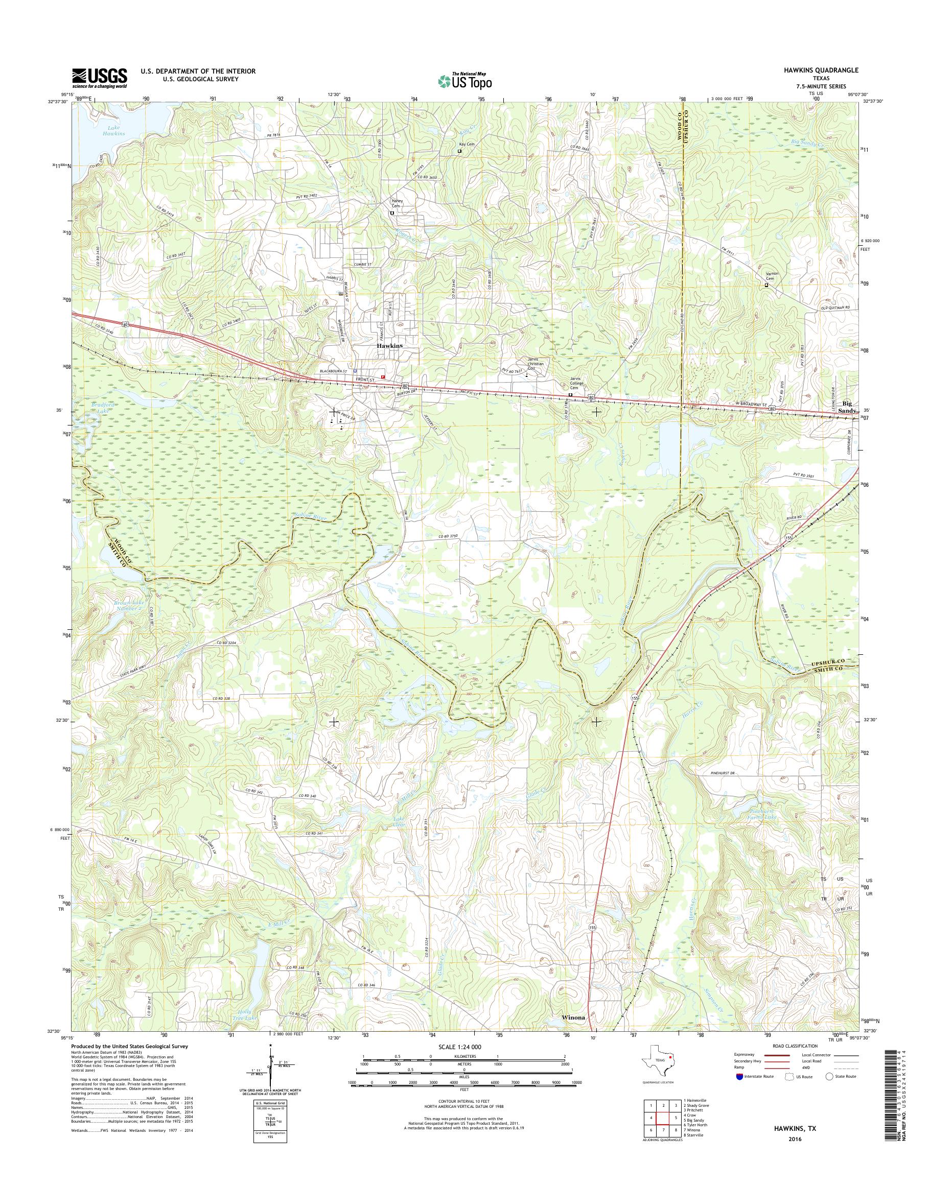 MyTopo Hawkins, Texas USGS Quad Topo Map