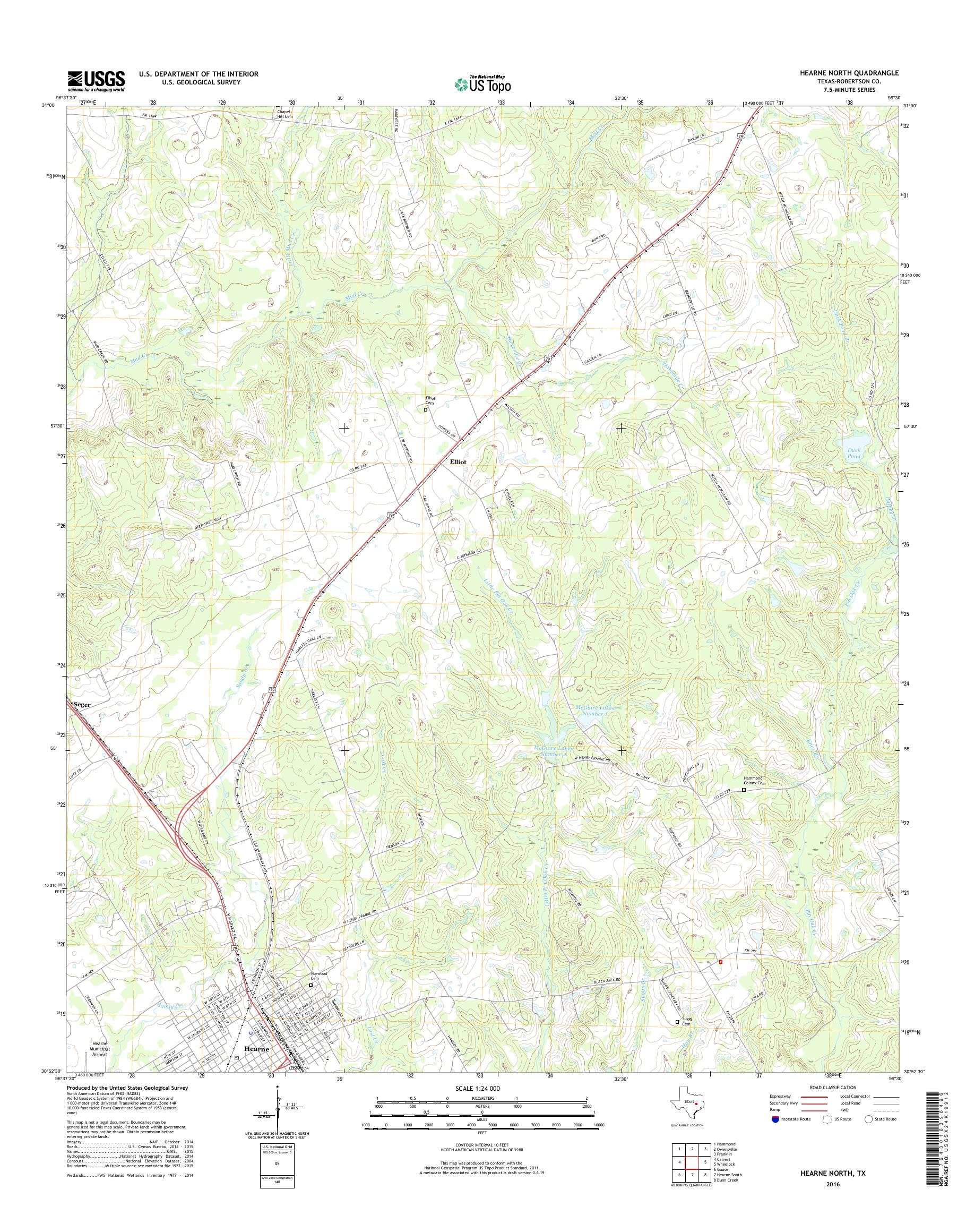 MyTopo Hearne North, Texas USGS Quad Topo Map