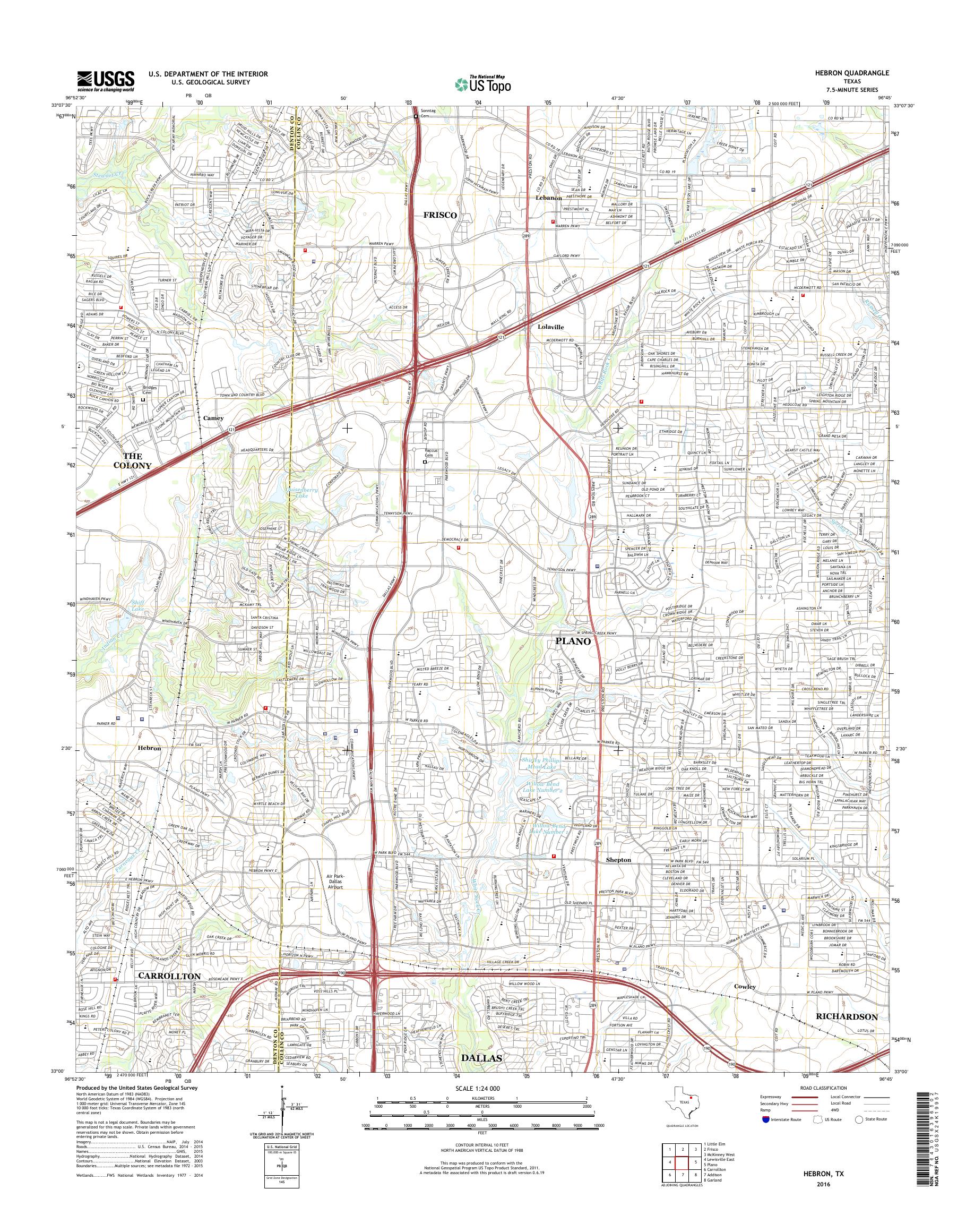 MyTopo Hebron, Texas USGS Quad Topo Map