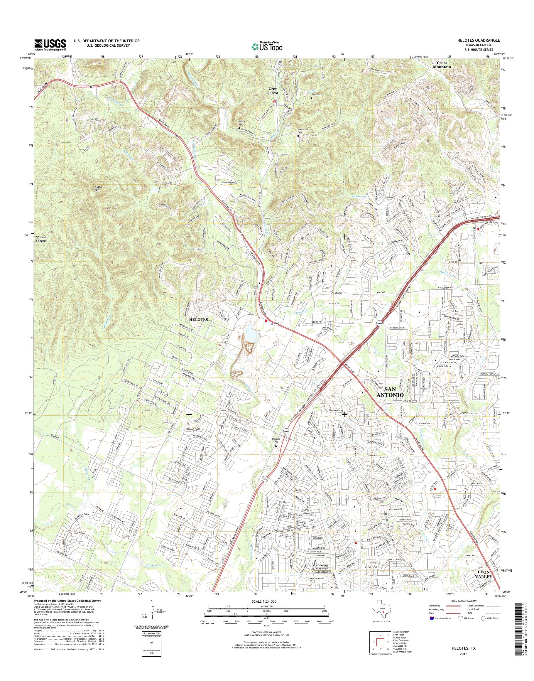 MyTopo Helotes, Texas USGS Quad Topo Map