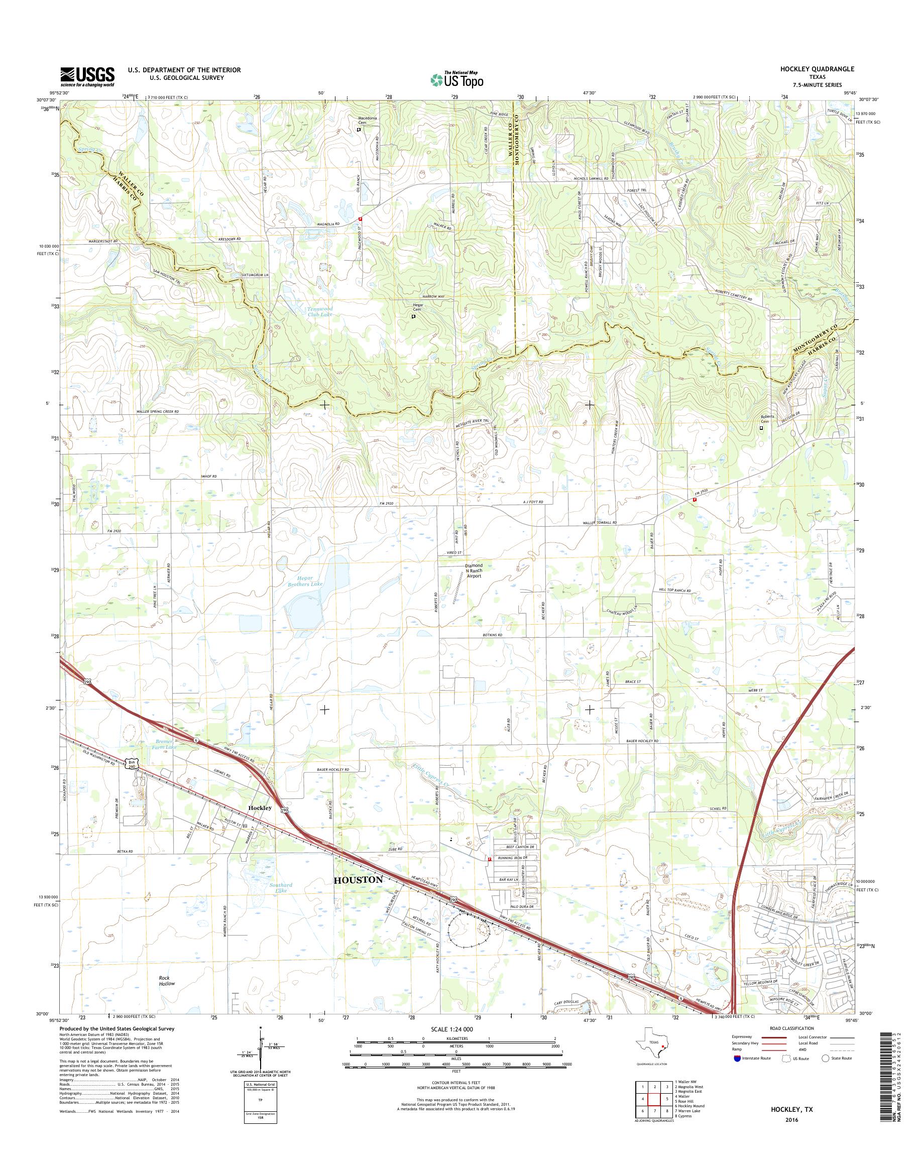 MyTopo Hockley, Texas USGS Quad Topo Map