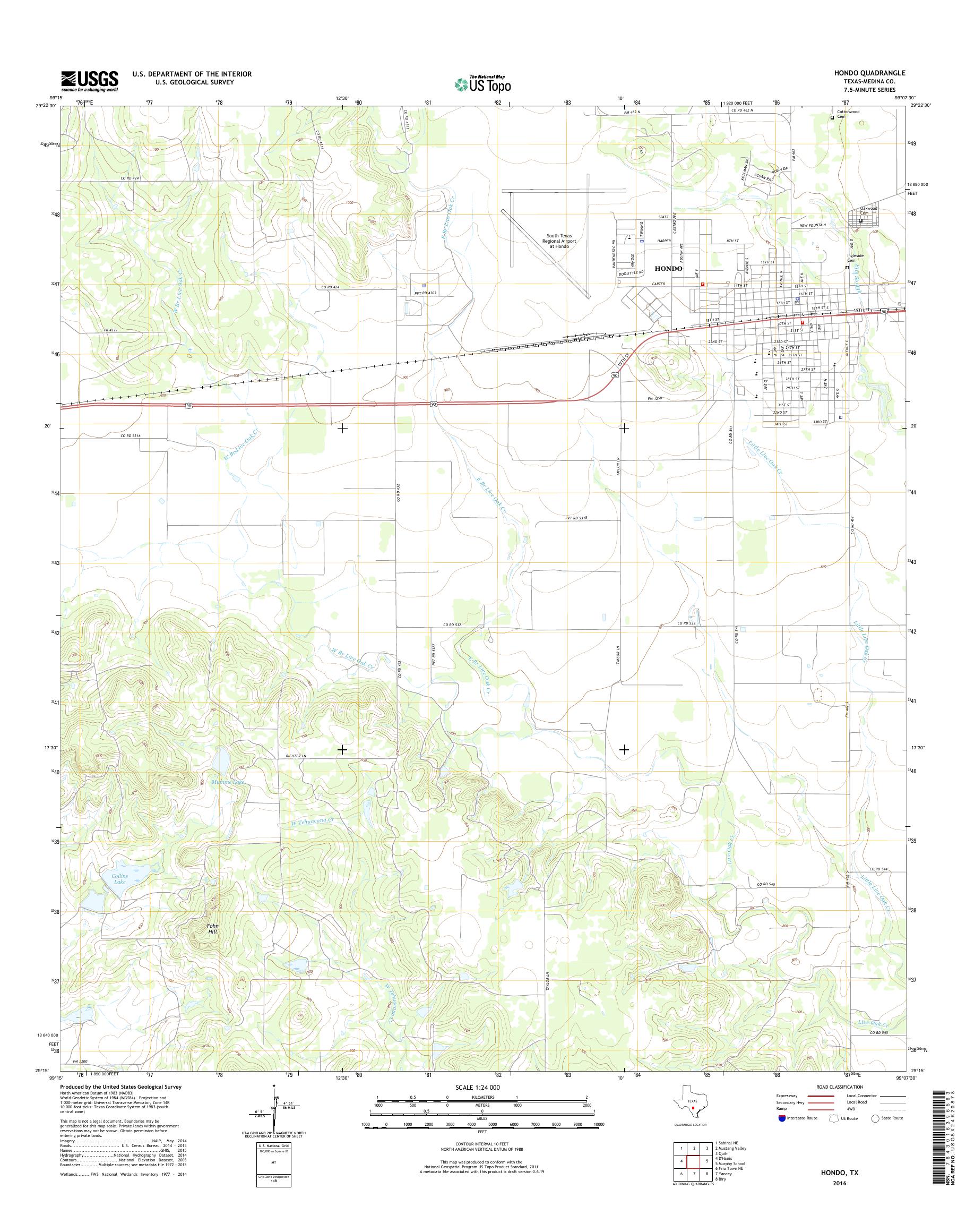 MyTopo Hondo, Texas USGS Quad Topo Map