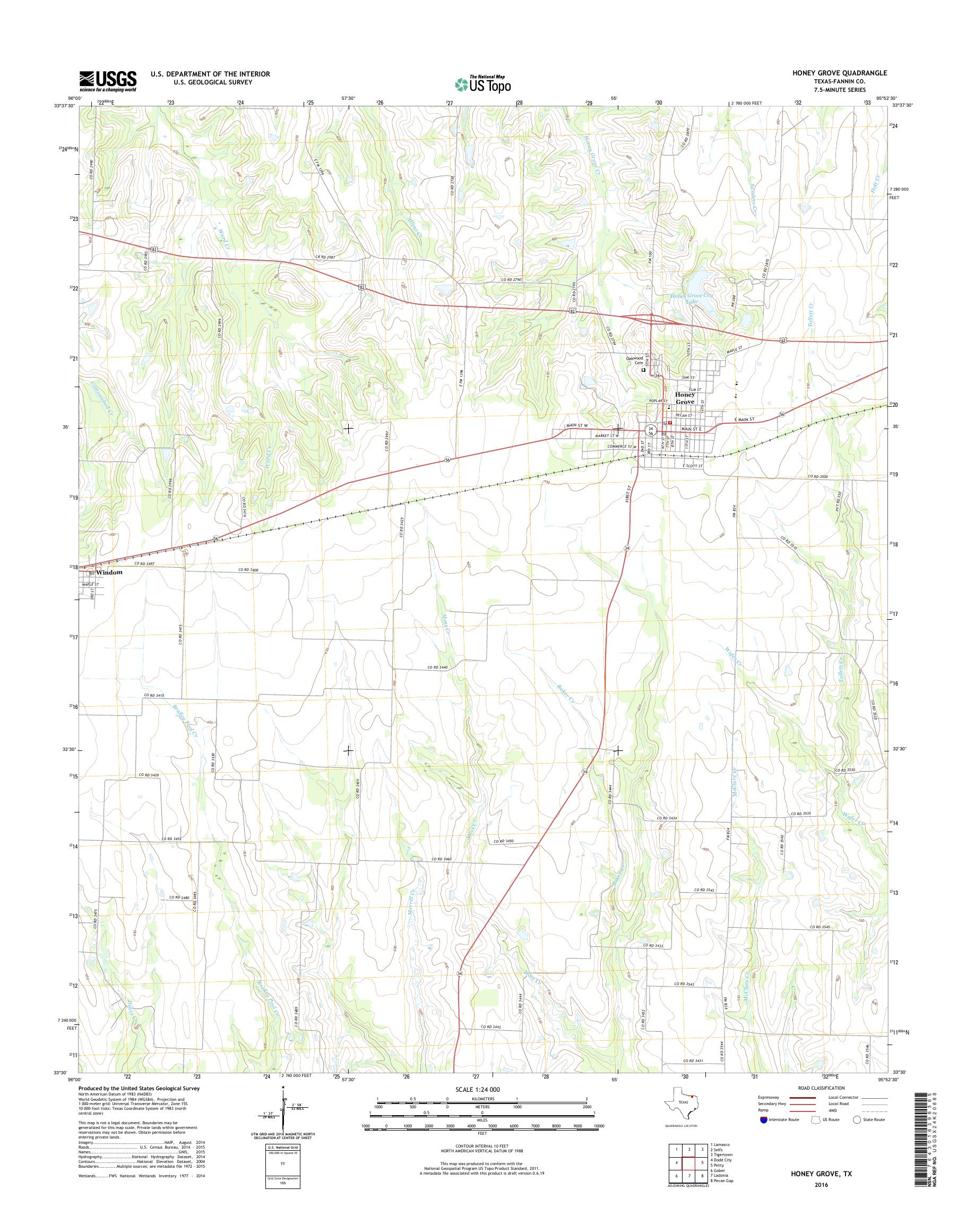MyTopo Honey Grove, Texas USGS Quad Topo Map