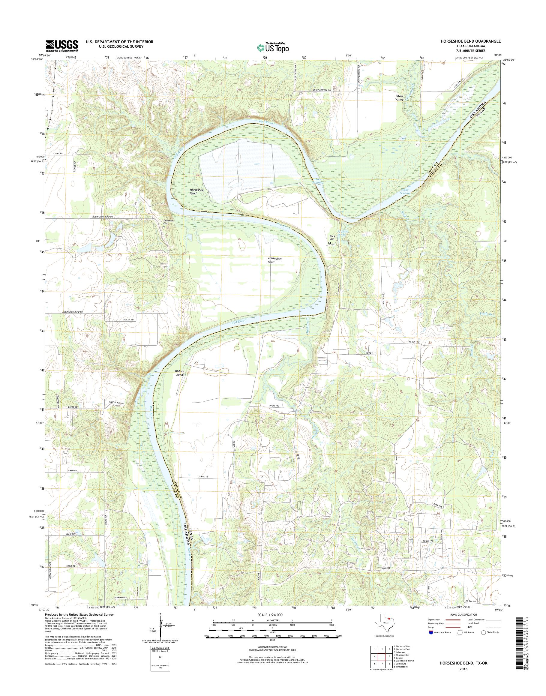 MyTopo Horseshoe Bend, Texas USGS Quad Topo Map
