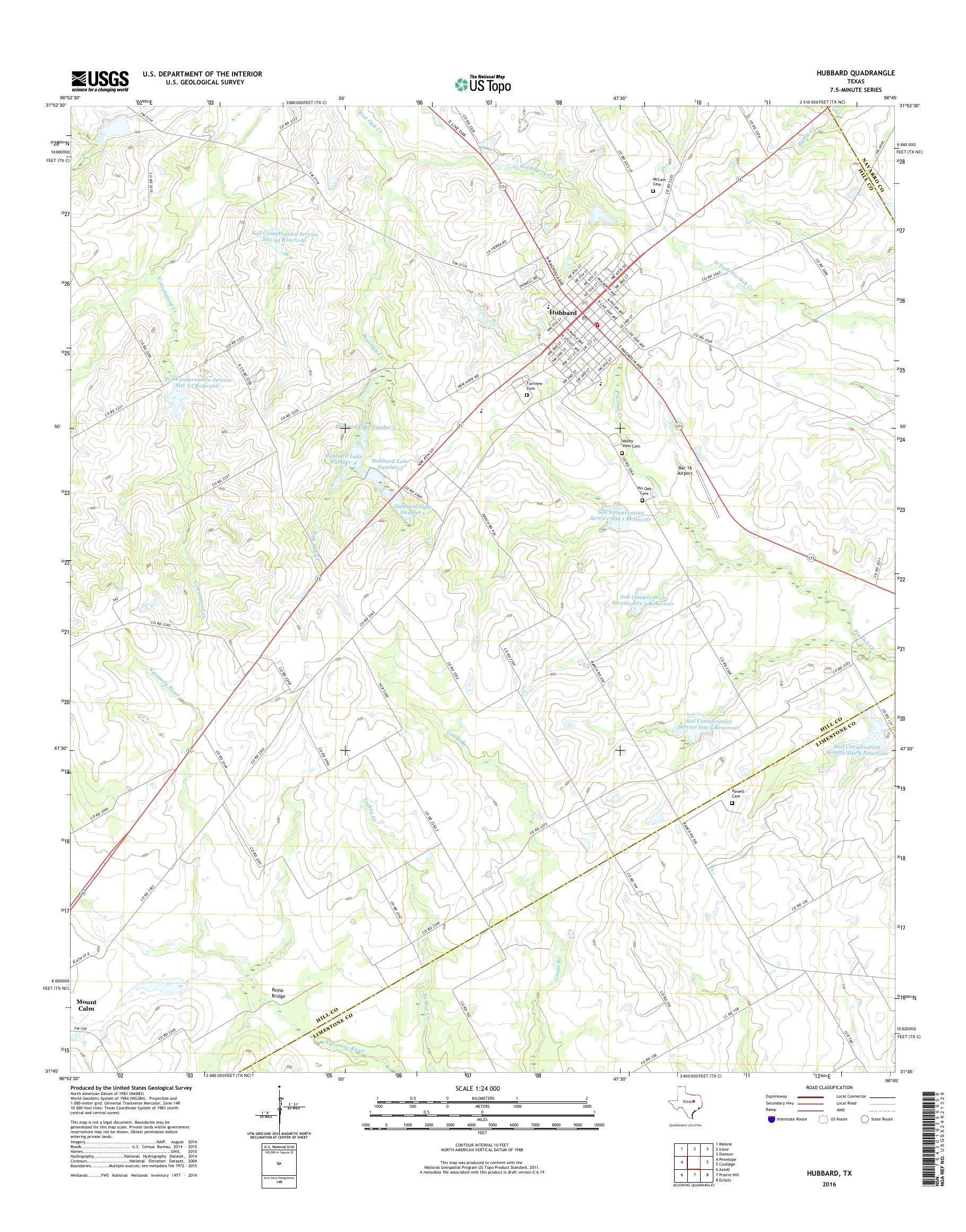 MyTopo Hubbard, Texas USGS Quad Topo Map