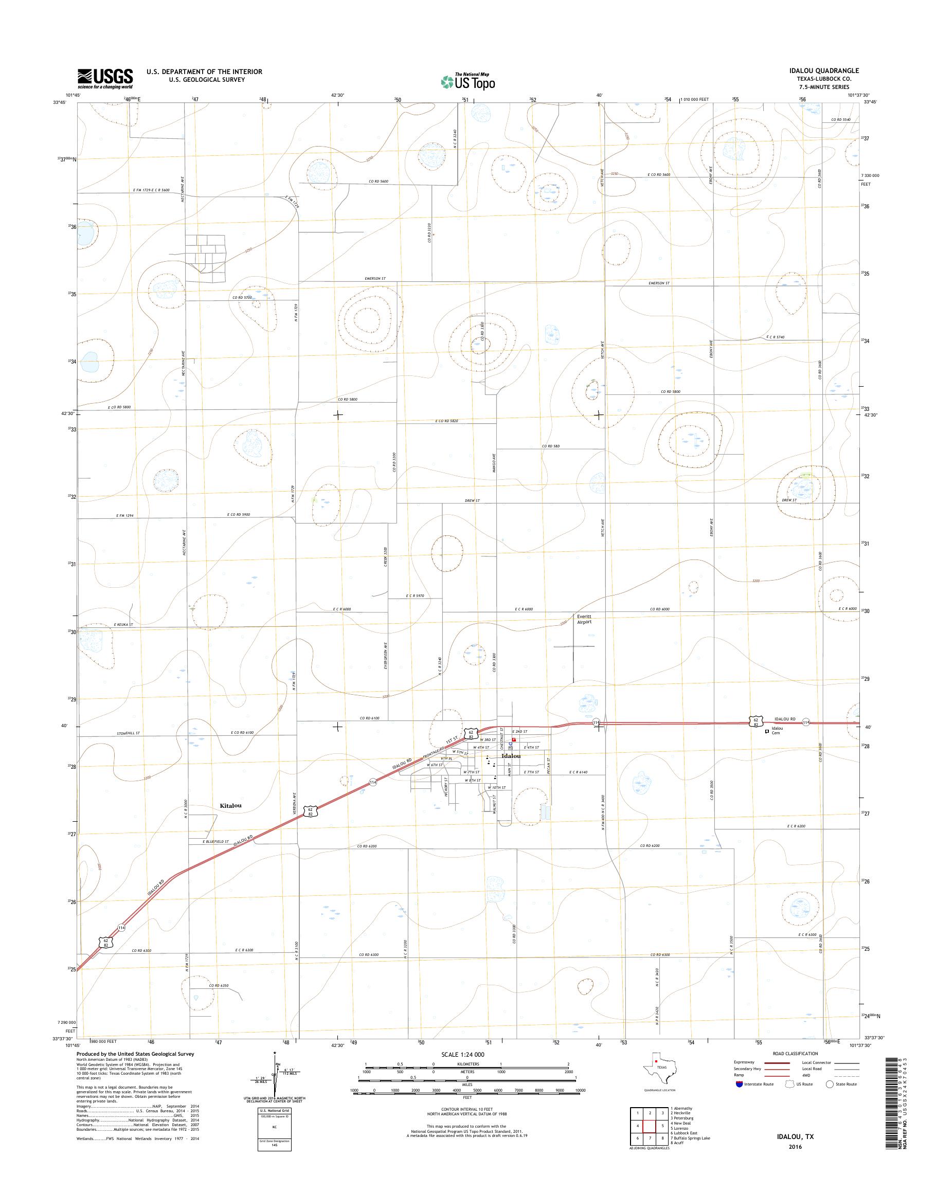 MyTopo Idalou, Texas USGS Quad Topo Map