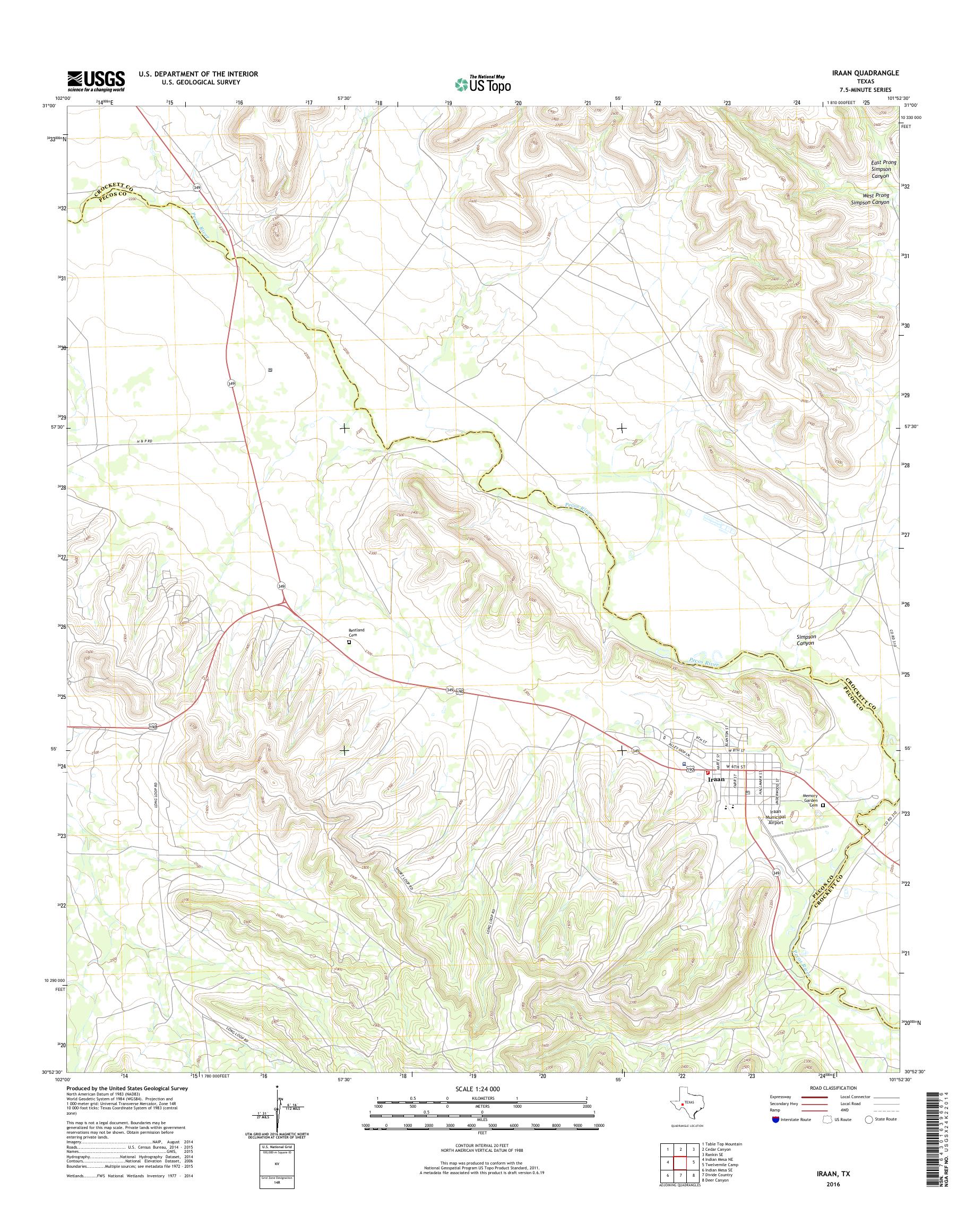MyTopo Iraan, Texas USGS Quad Topo Map